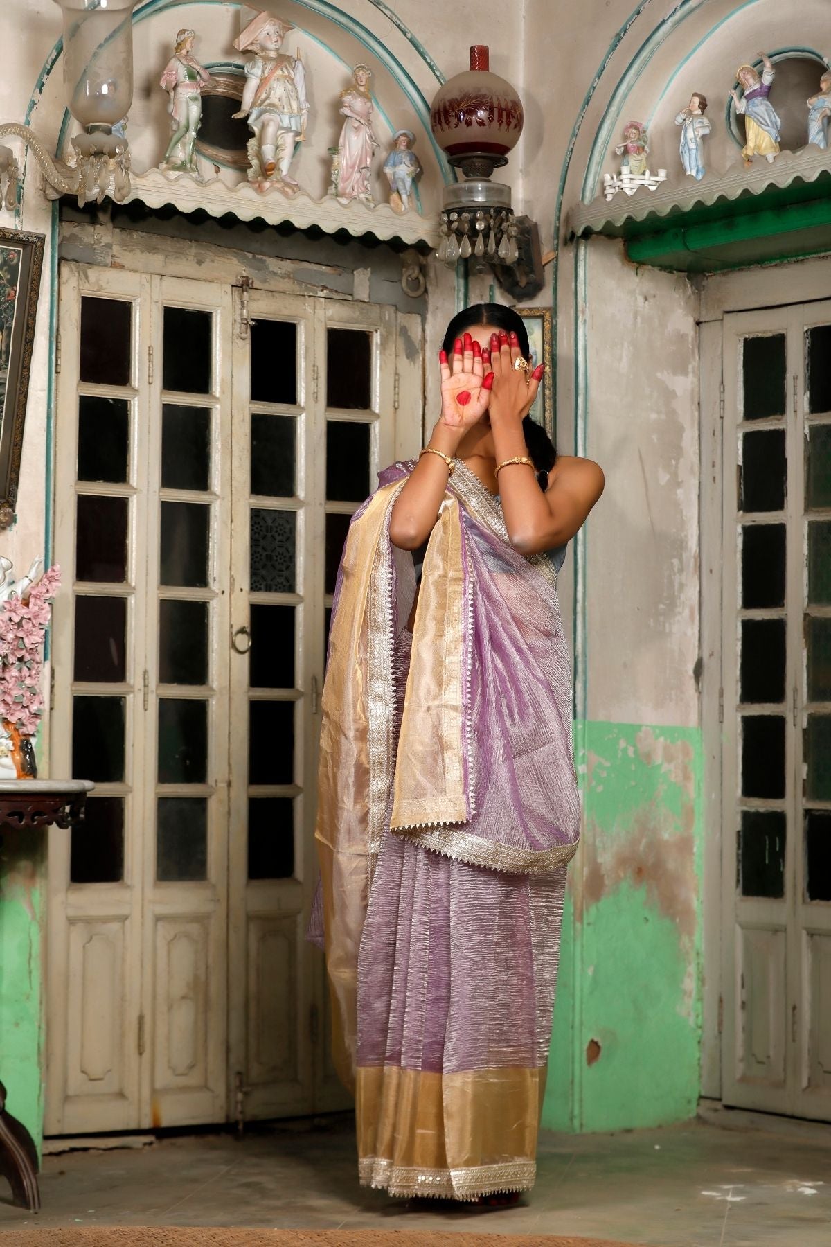 Mauve Crush Tissue Silk Saree