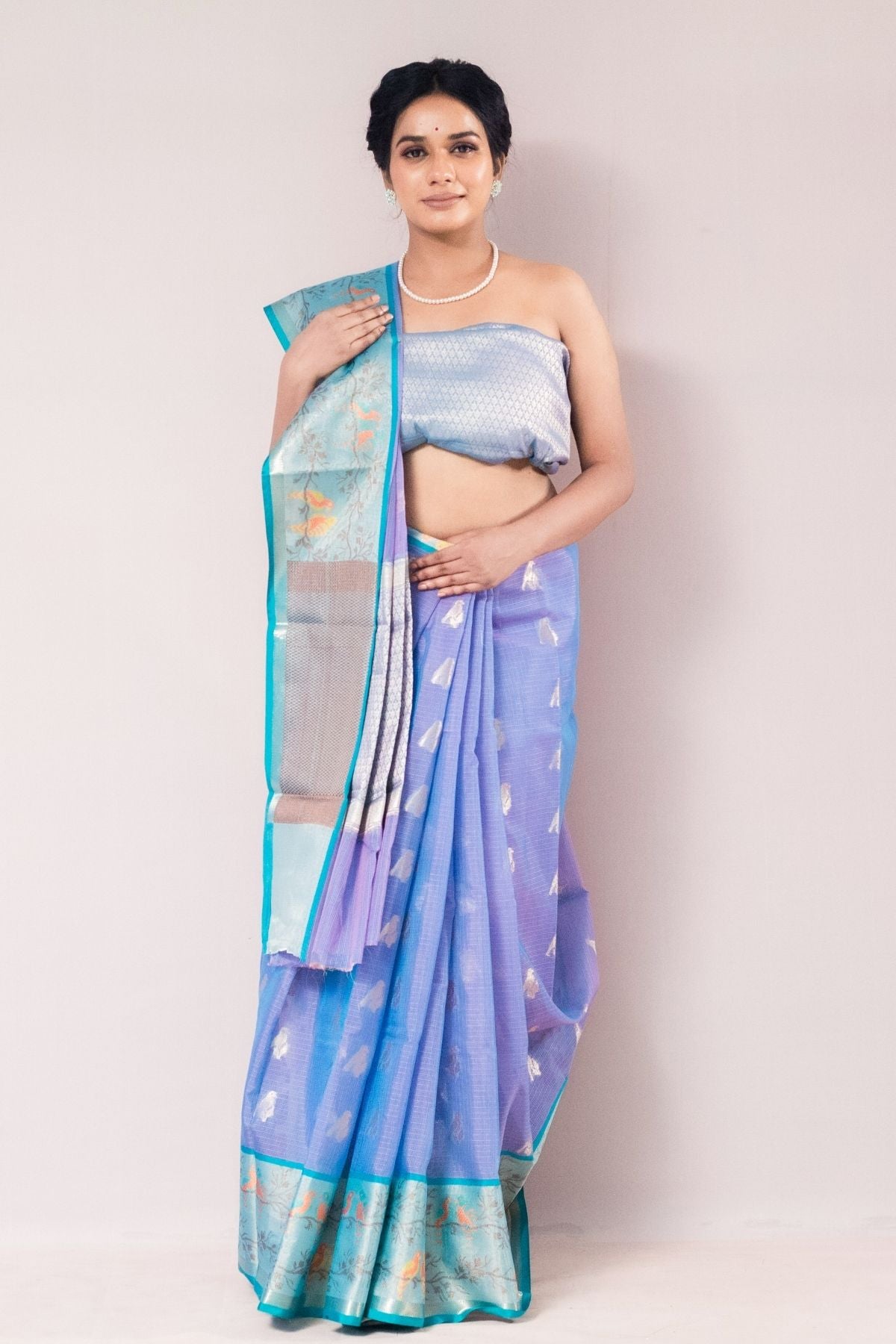 Indigo Blue Tissue Weave Saree