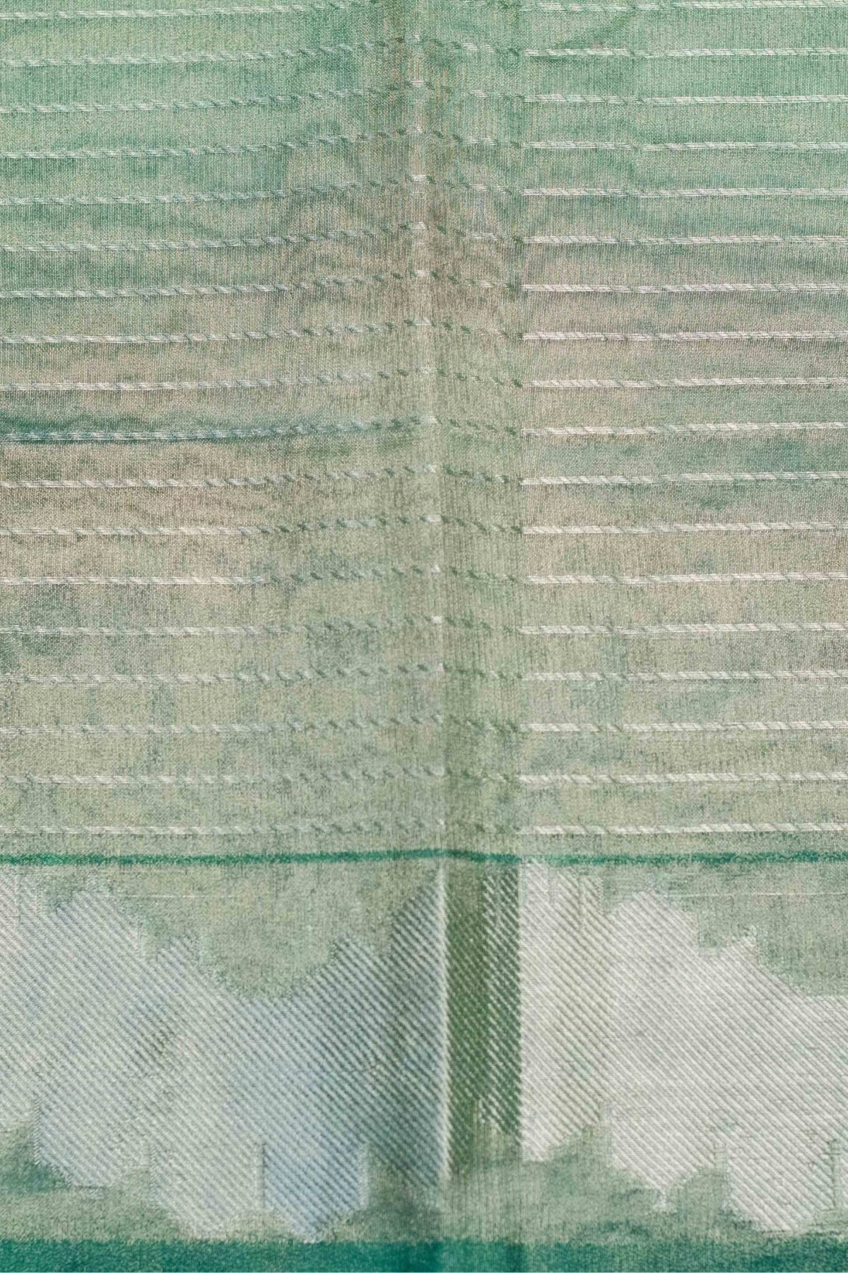 Green Tissue Strip Weave Saree