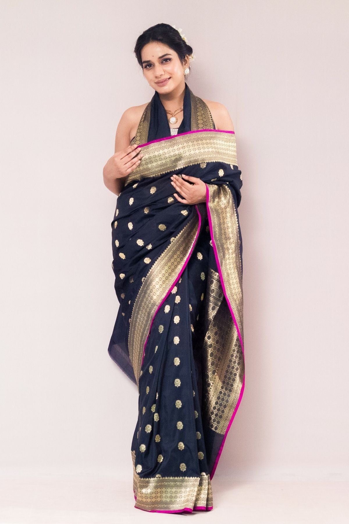Black Blended Silk Saree