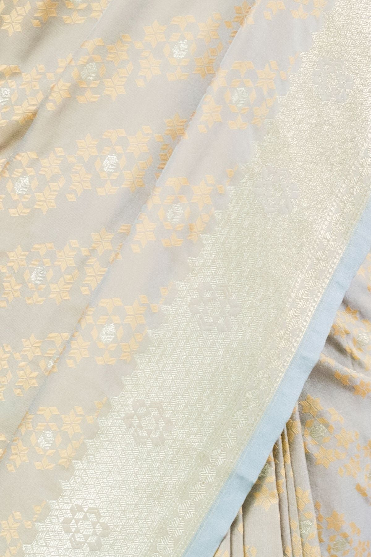 Dusty Pista Mushroo Silk Banarasi Saree