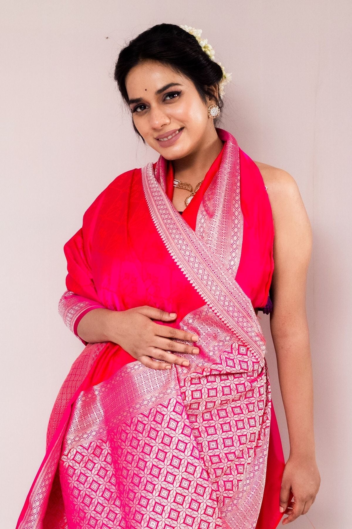 Red Rani Double Tone Mushroo Silk Saree