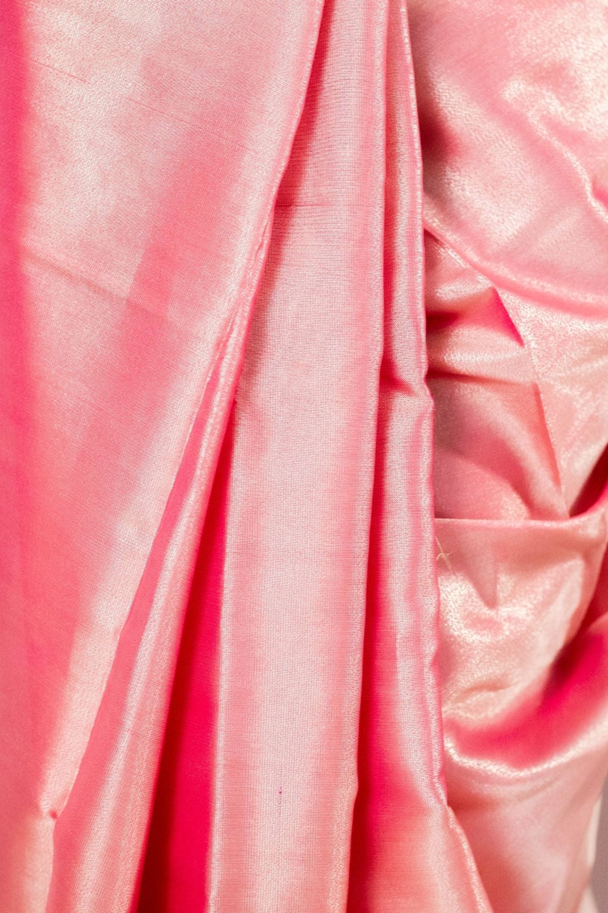 Pink Plain Tissue Weave Saree