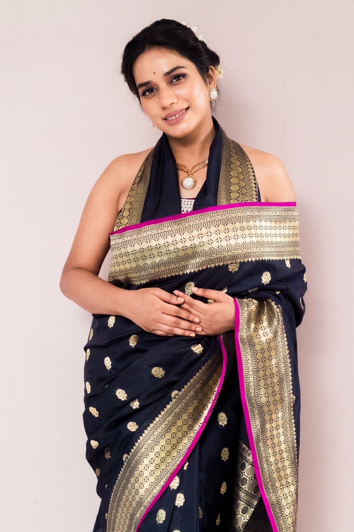 Black Blended Silk Saree