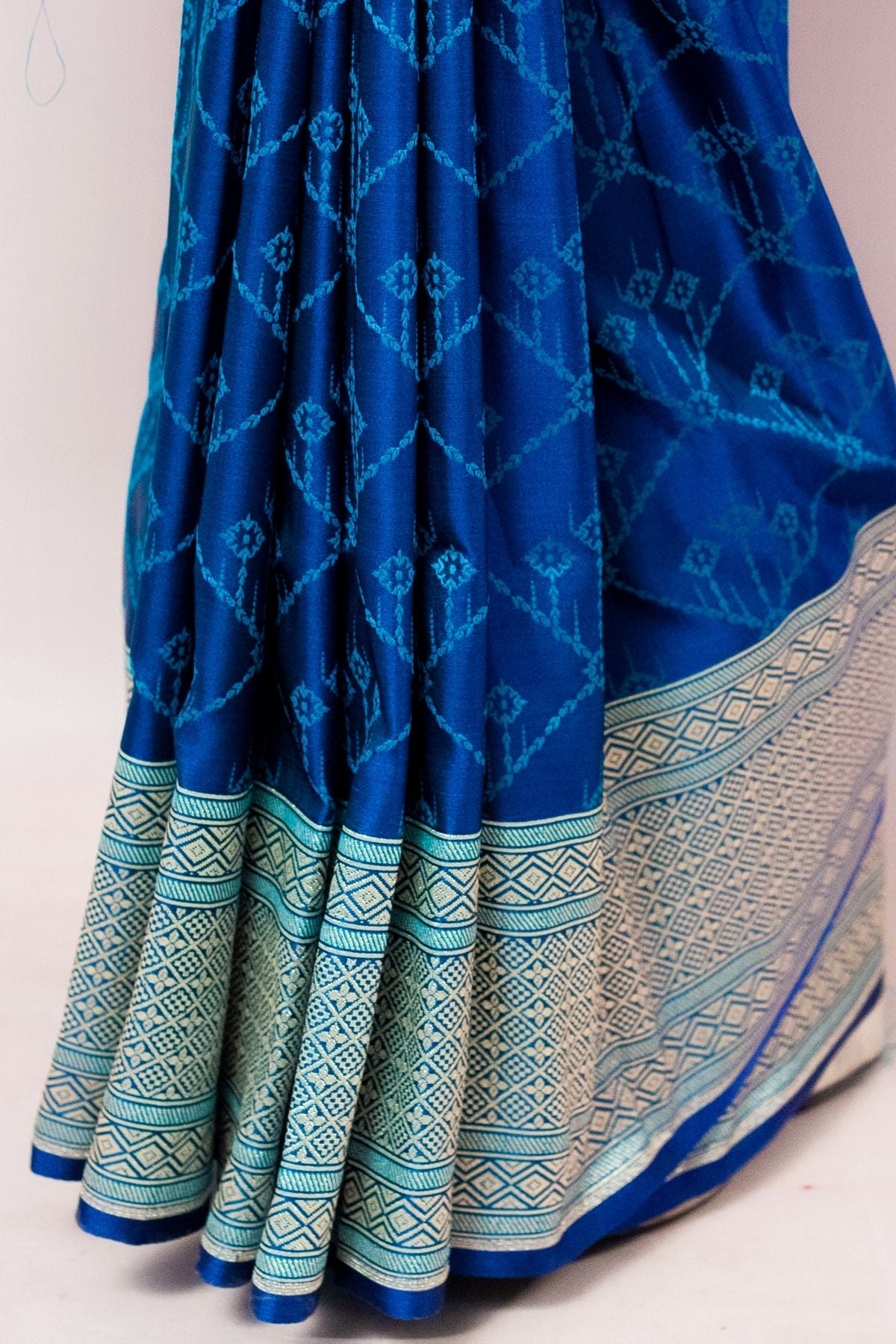 Midnight Blue Mushroo Silk Saree