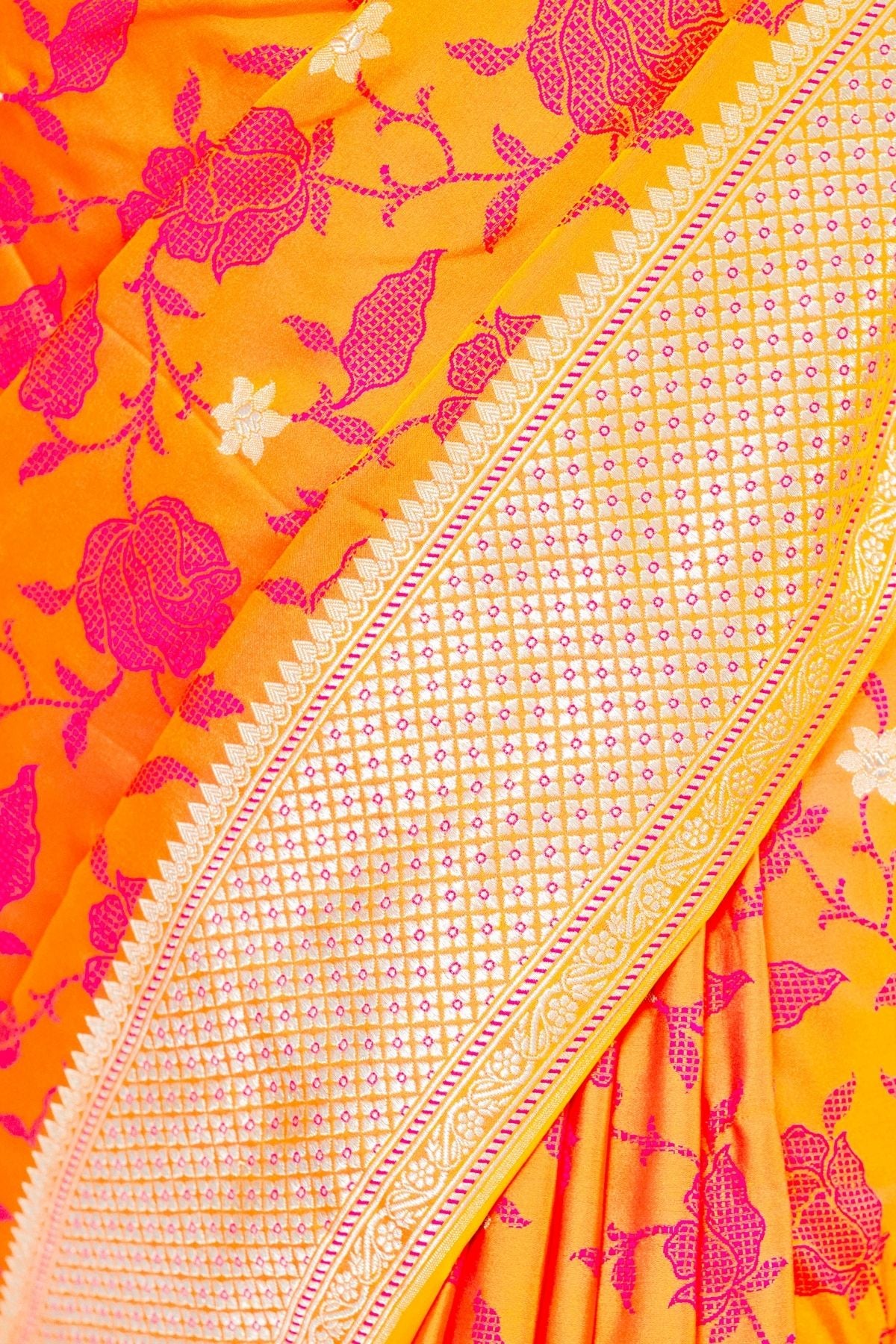 Double Tone Orange Gold Mashroo Silk Saree