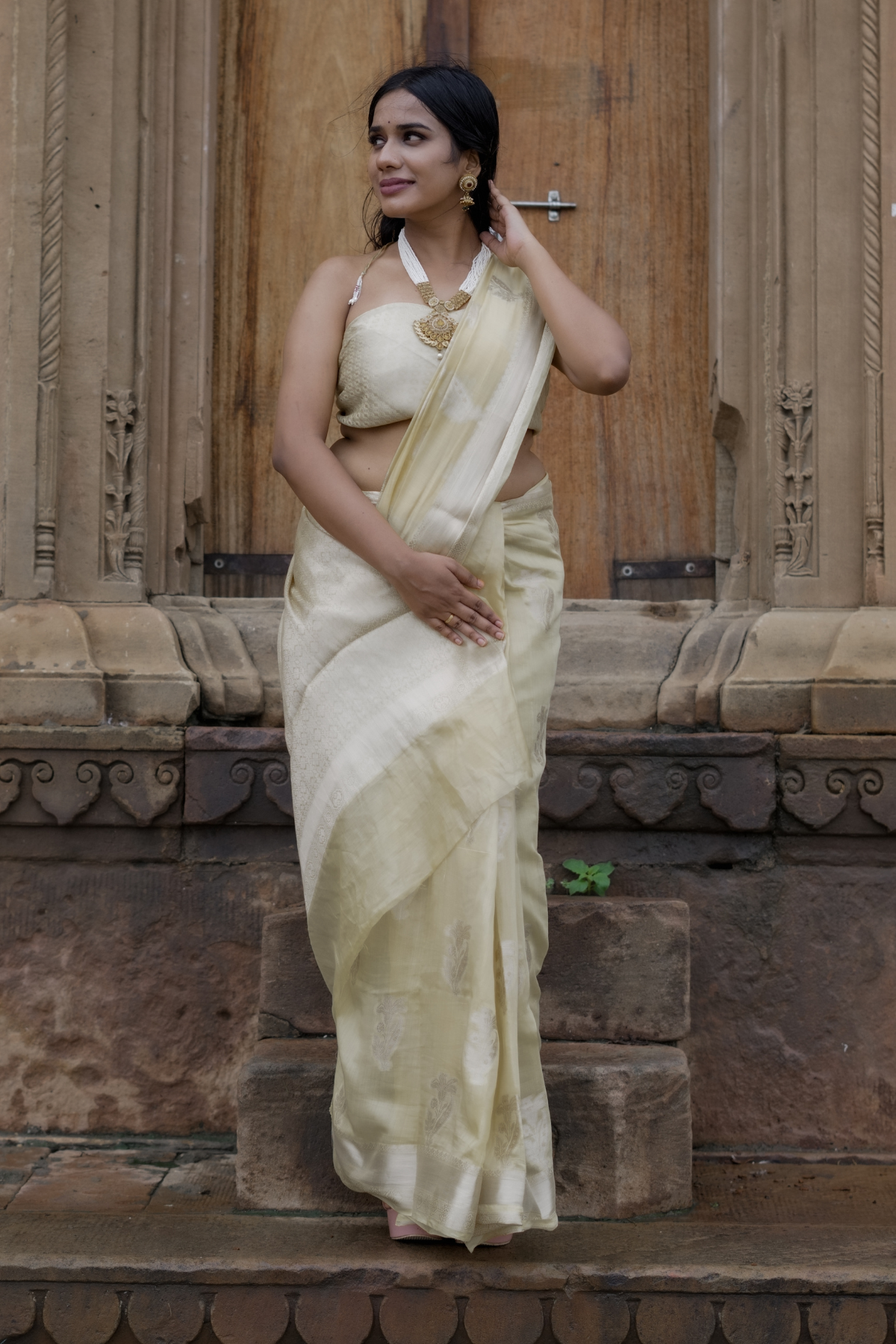 Yellow Banarasi Buta Liva Silk Saree
