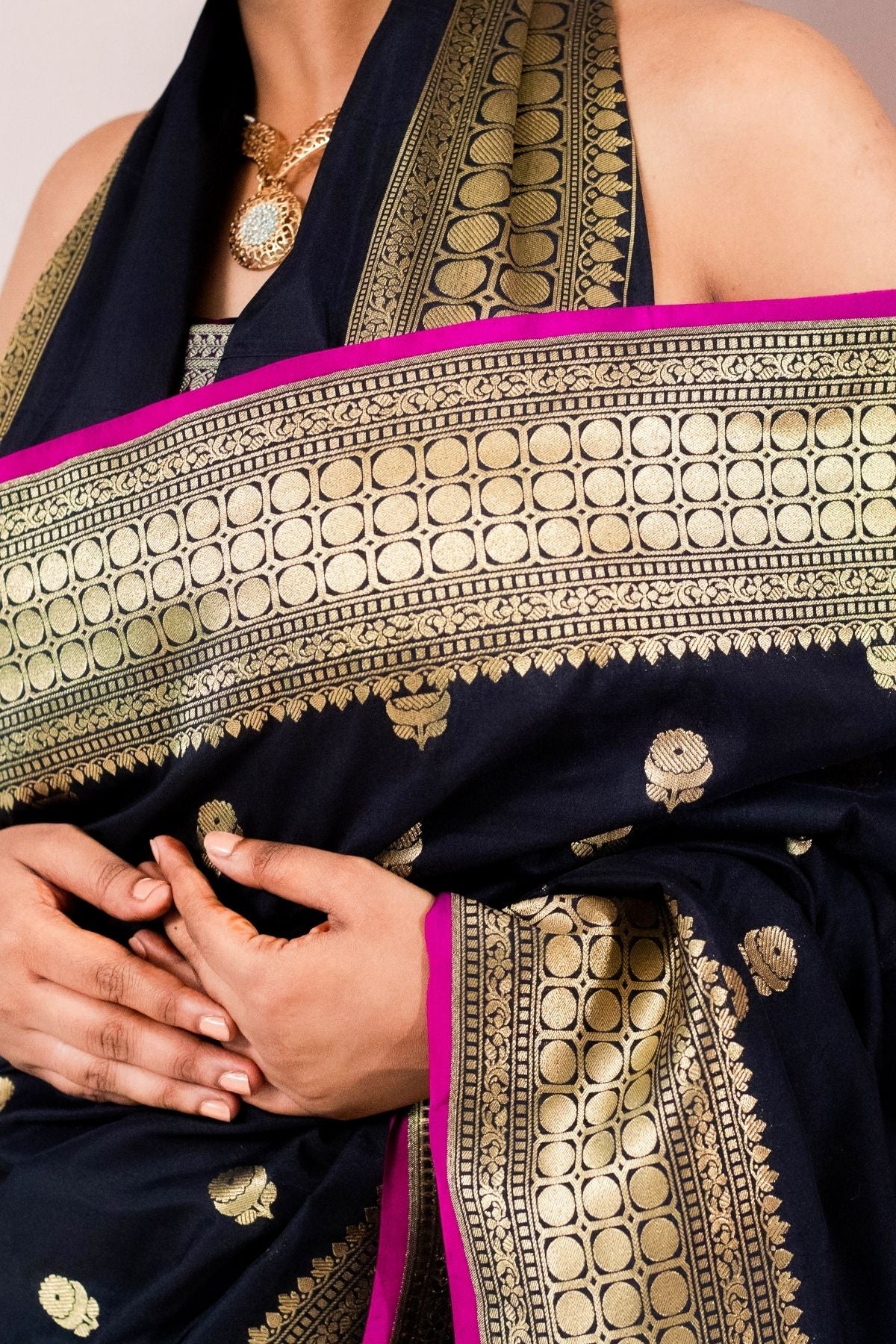 Black Blended Silk Saree