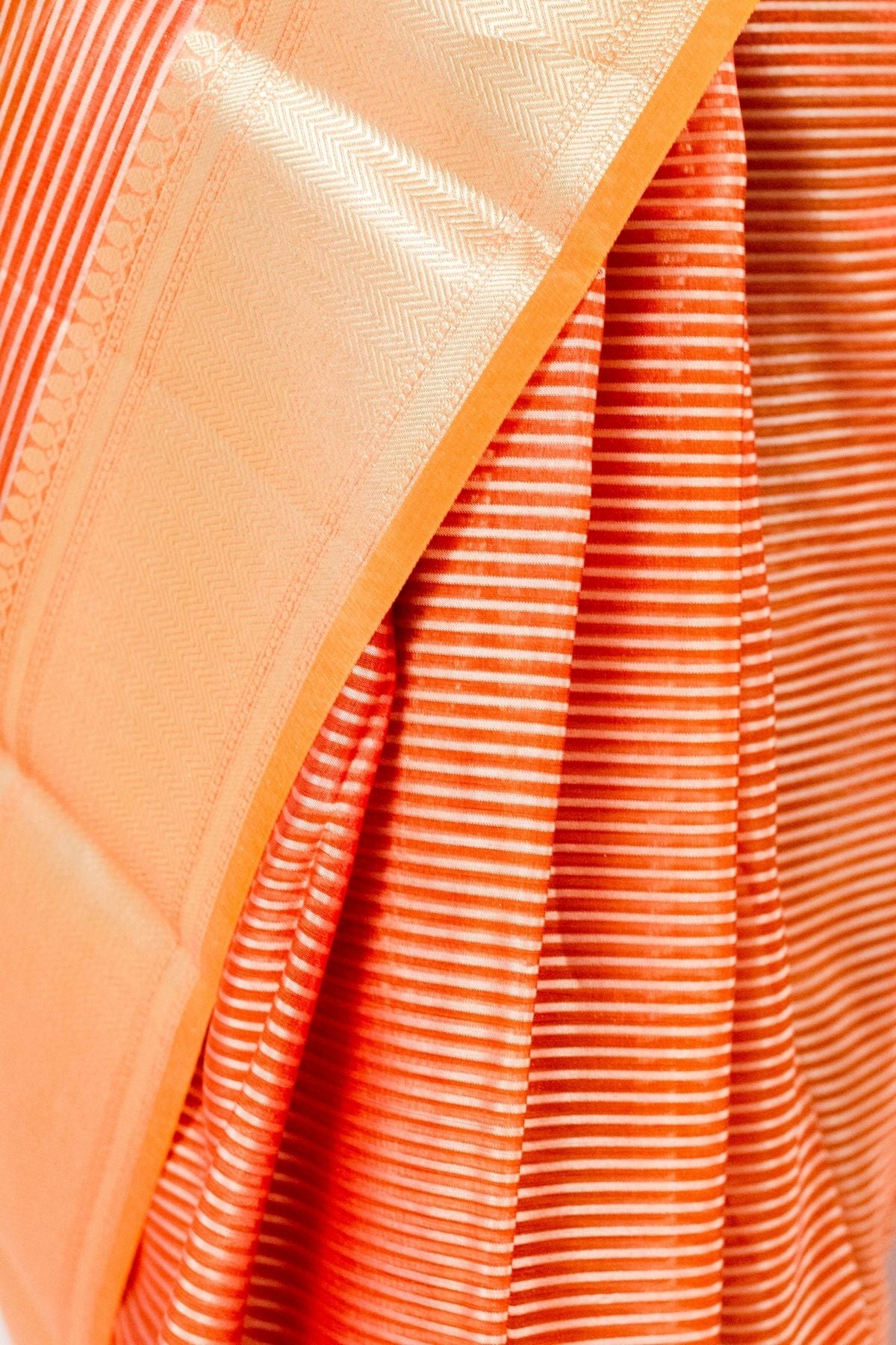 Orange Tissue Strip Saree