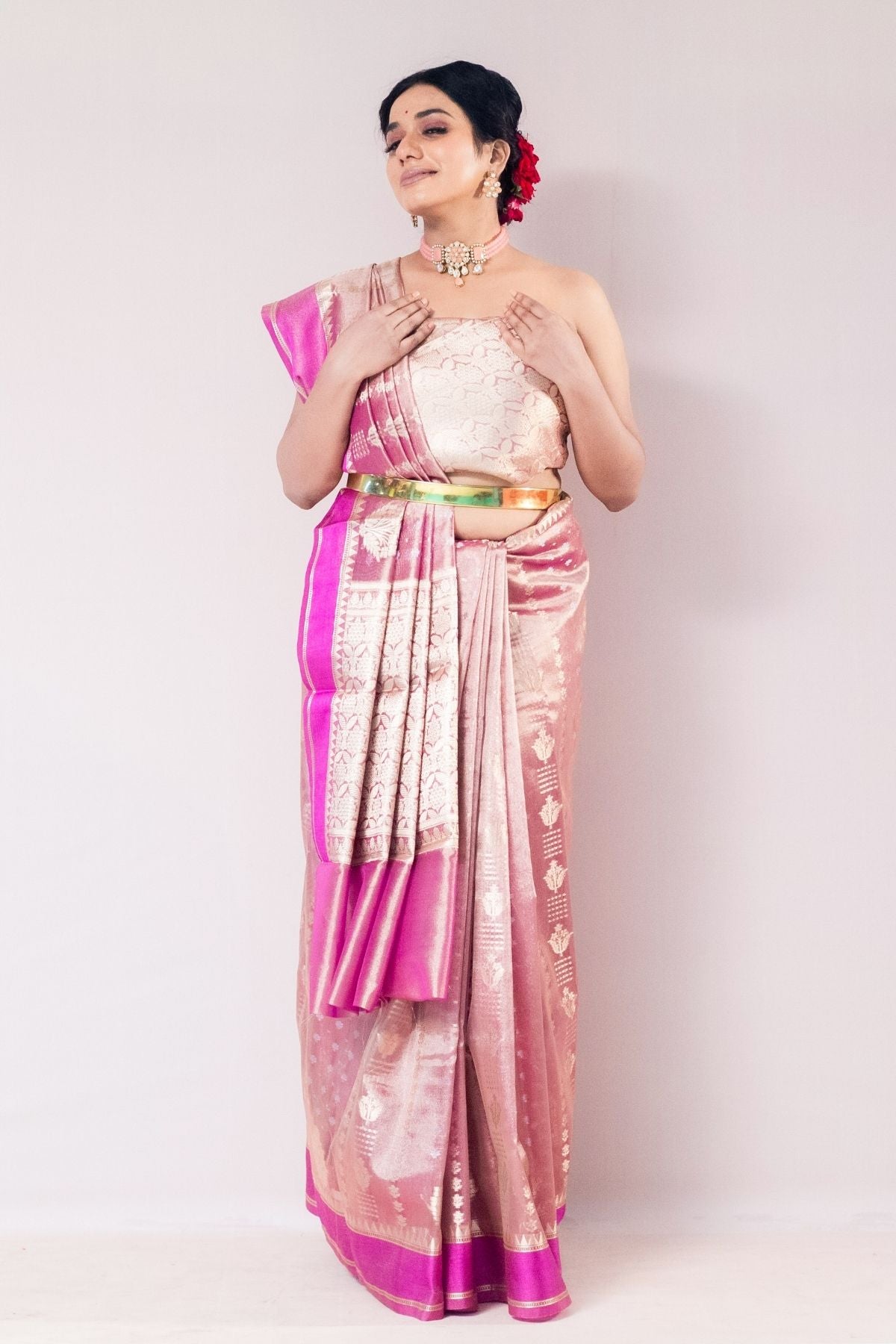 Purple Tissue Jaquard Weave Saree