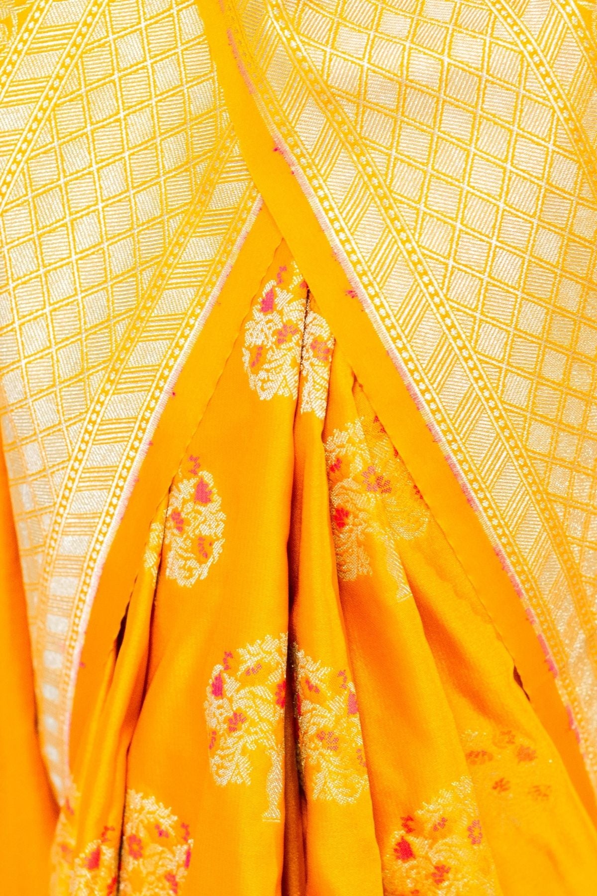 Yellow Mushroo Silk Saree