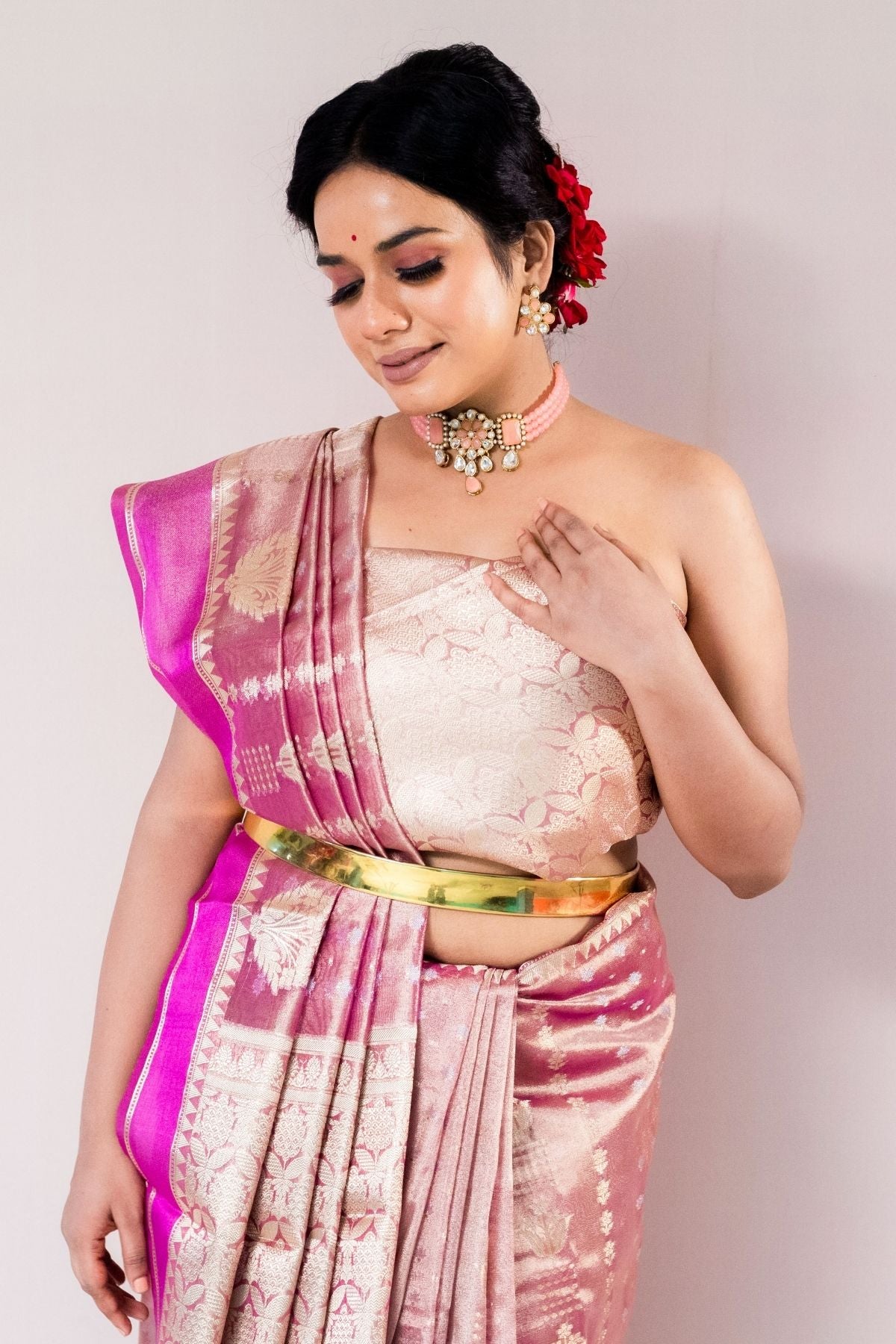 Purple Tissue Jaquard Weave Saree