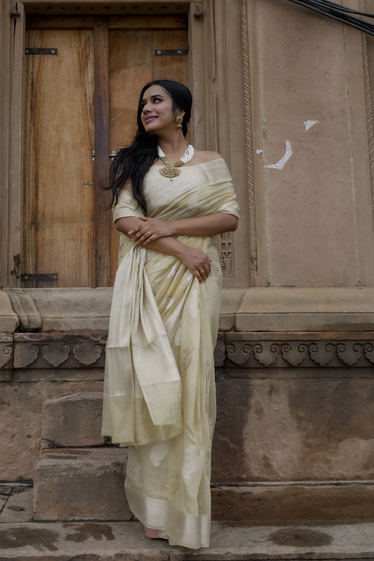 Yellow Banarasi Buta Liva Silk Saree