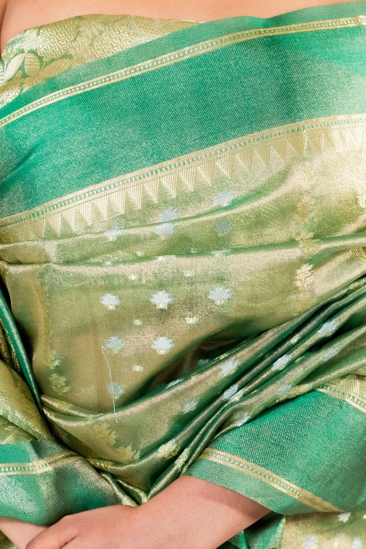 Green Tissue Jaquard Weave Saree