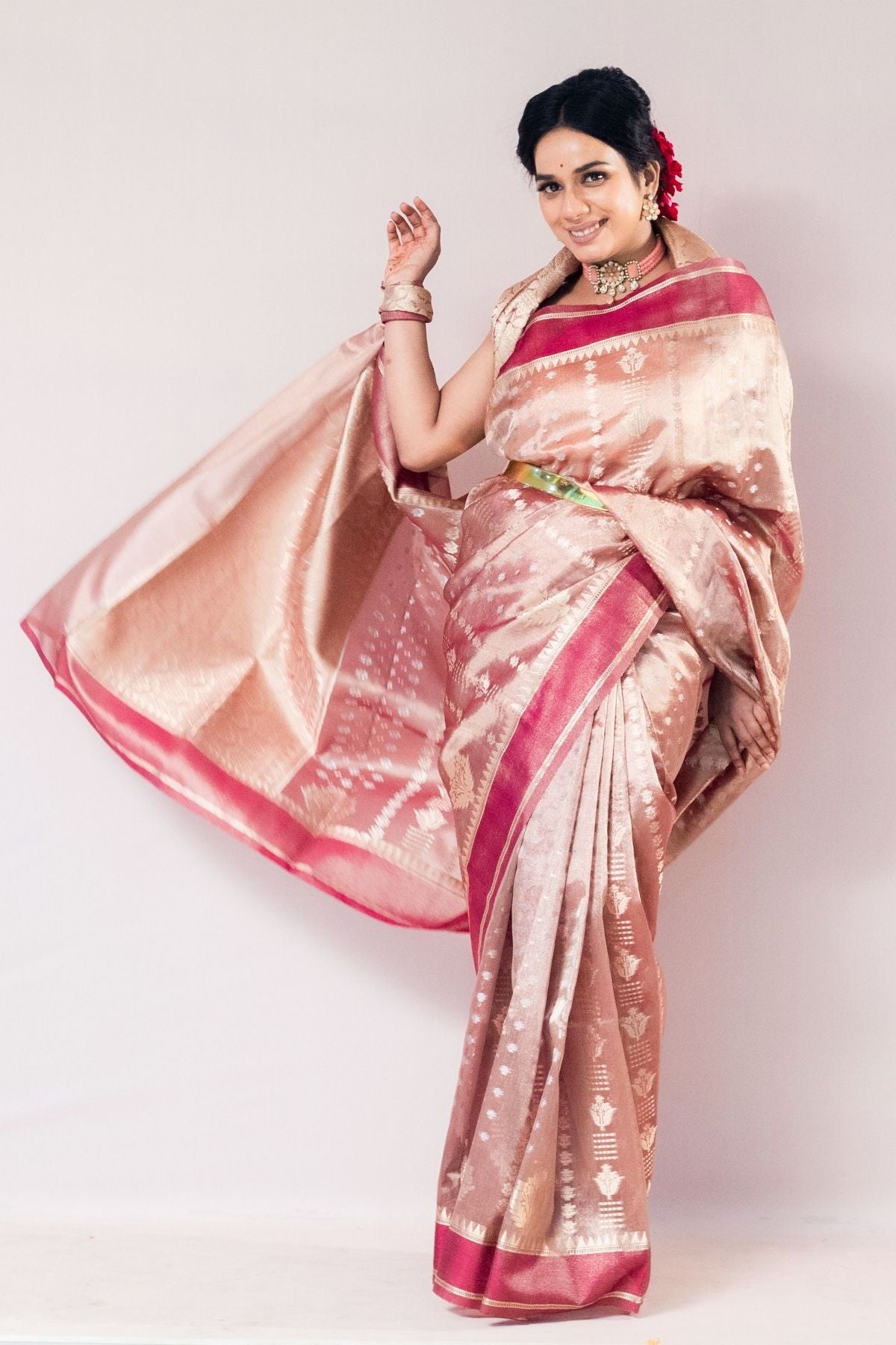Wine Tissue Jaquard Weave Saree