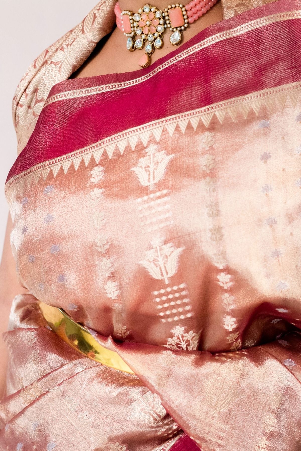 Wine Tissue Jaquard Weave Saree