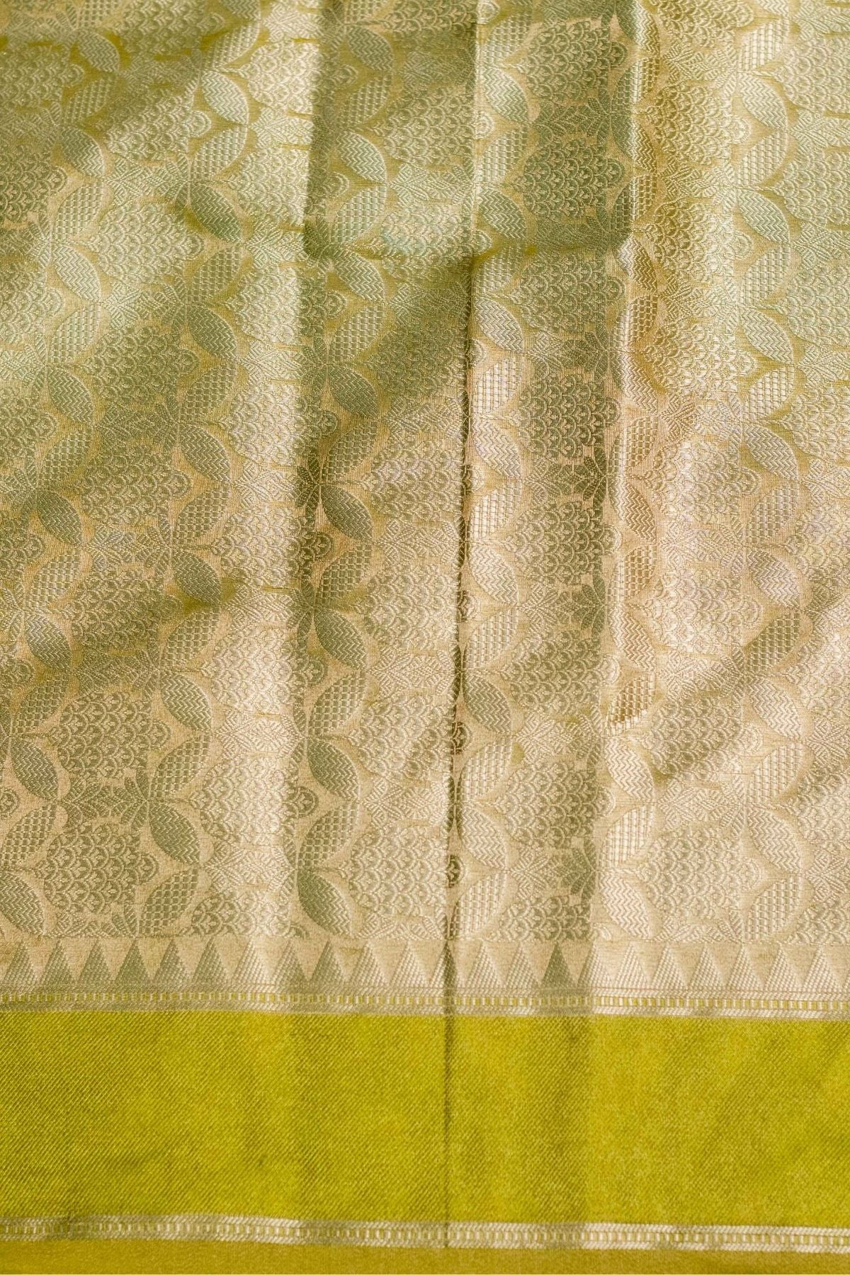 Olive Yellow Tissue Jaquard Weave Saree