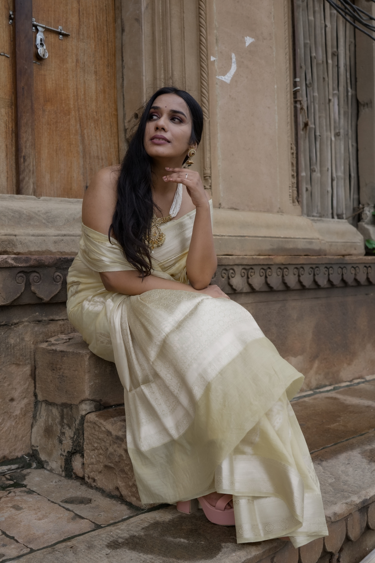 Yellow Banarasi Buta Liva Silk Saree