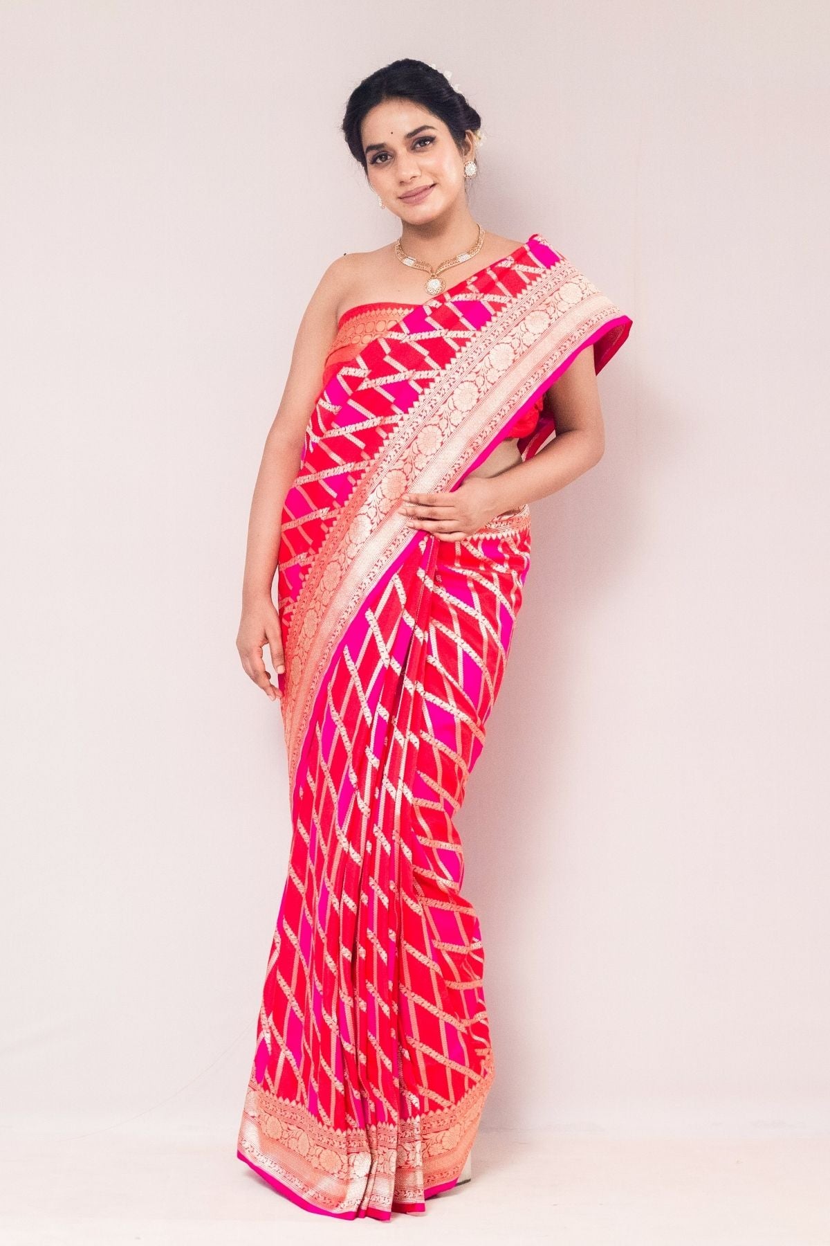 Fuchsia Pink Blended Silk Saree