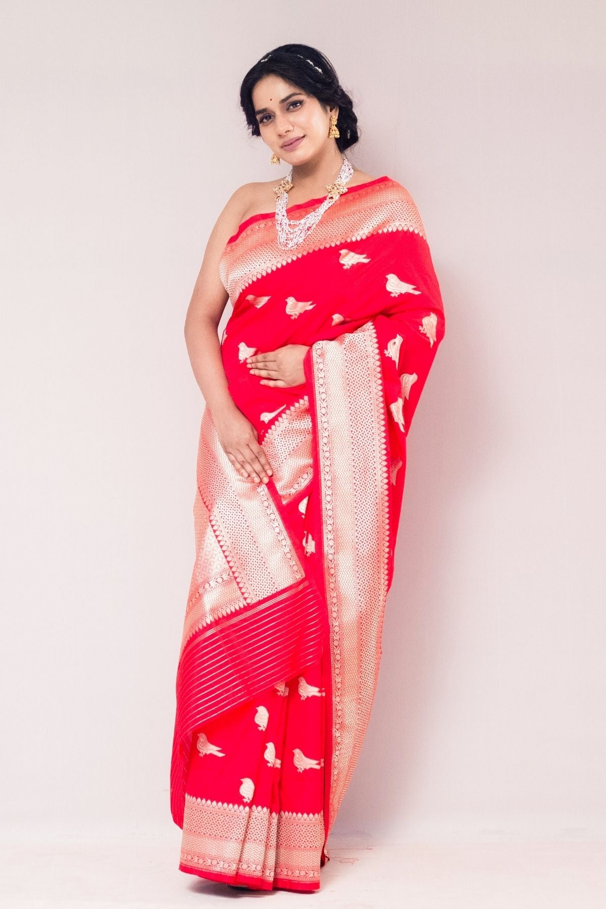 Red Blended Silk Saree