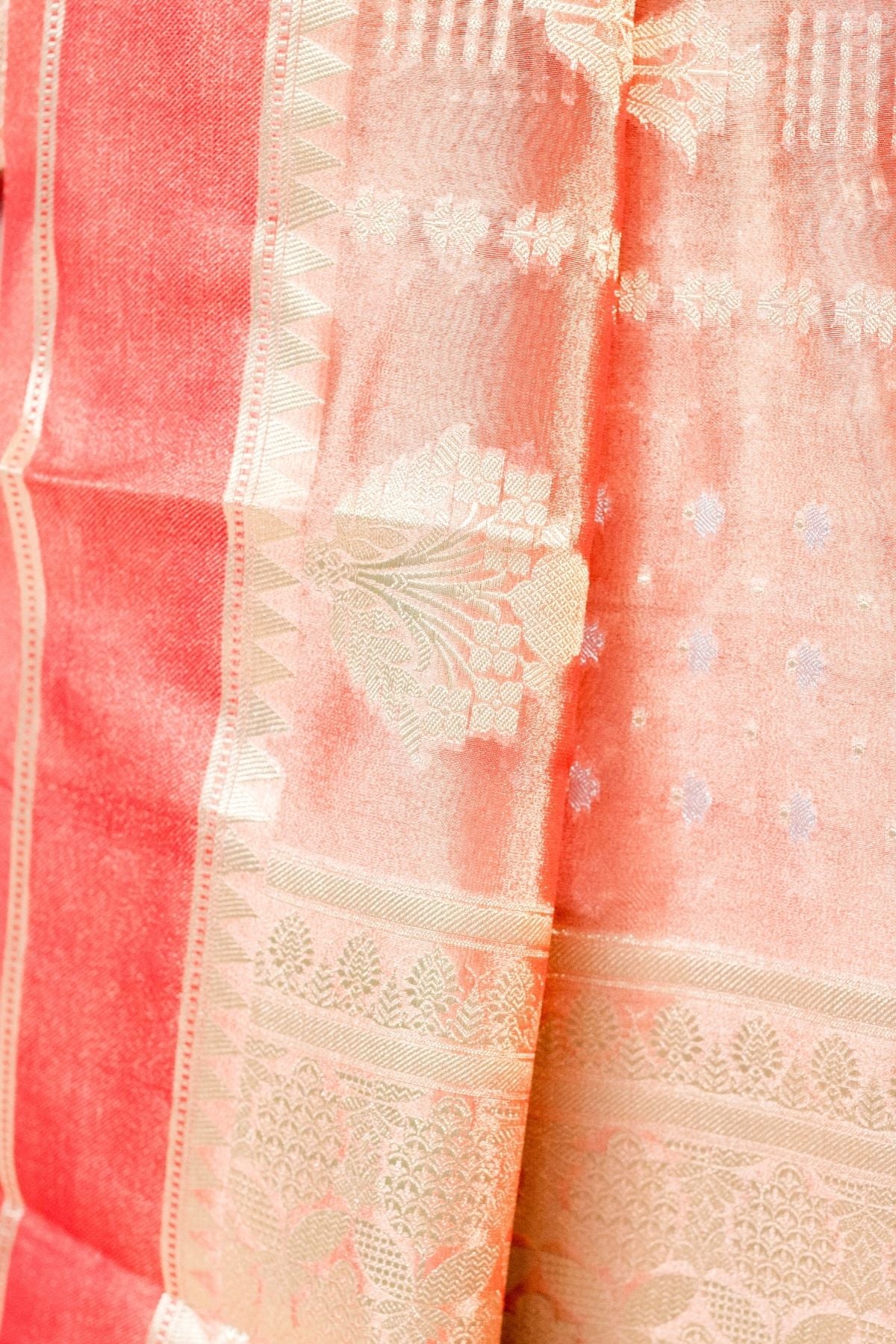 Red Tissue Jaquard Weave Saree