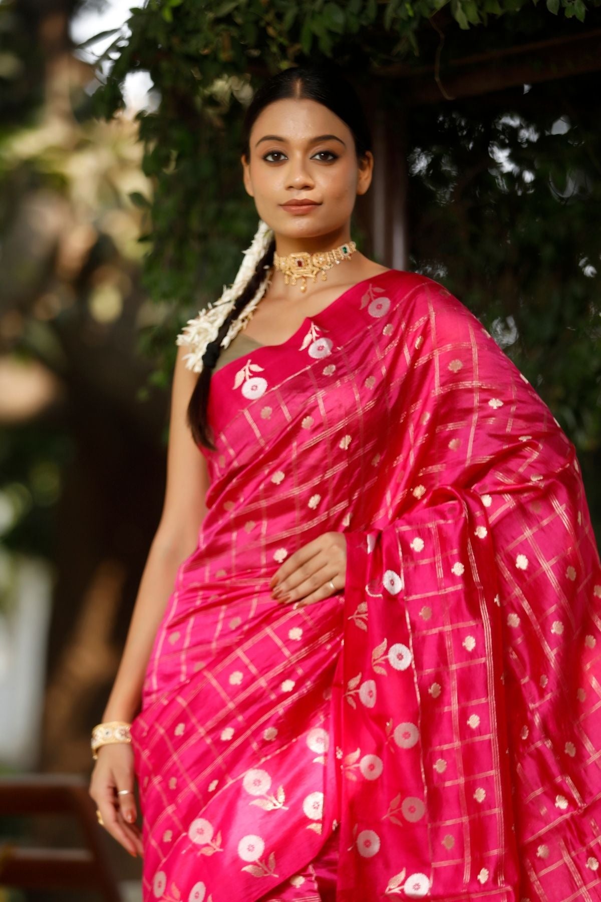 Rani Color Mango Silk Saree