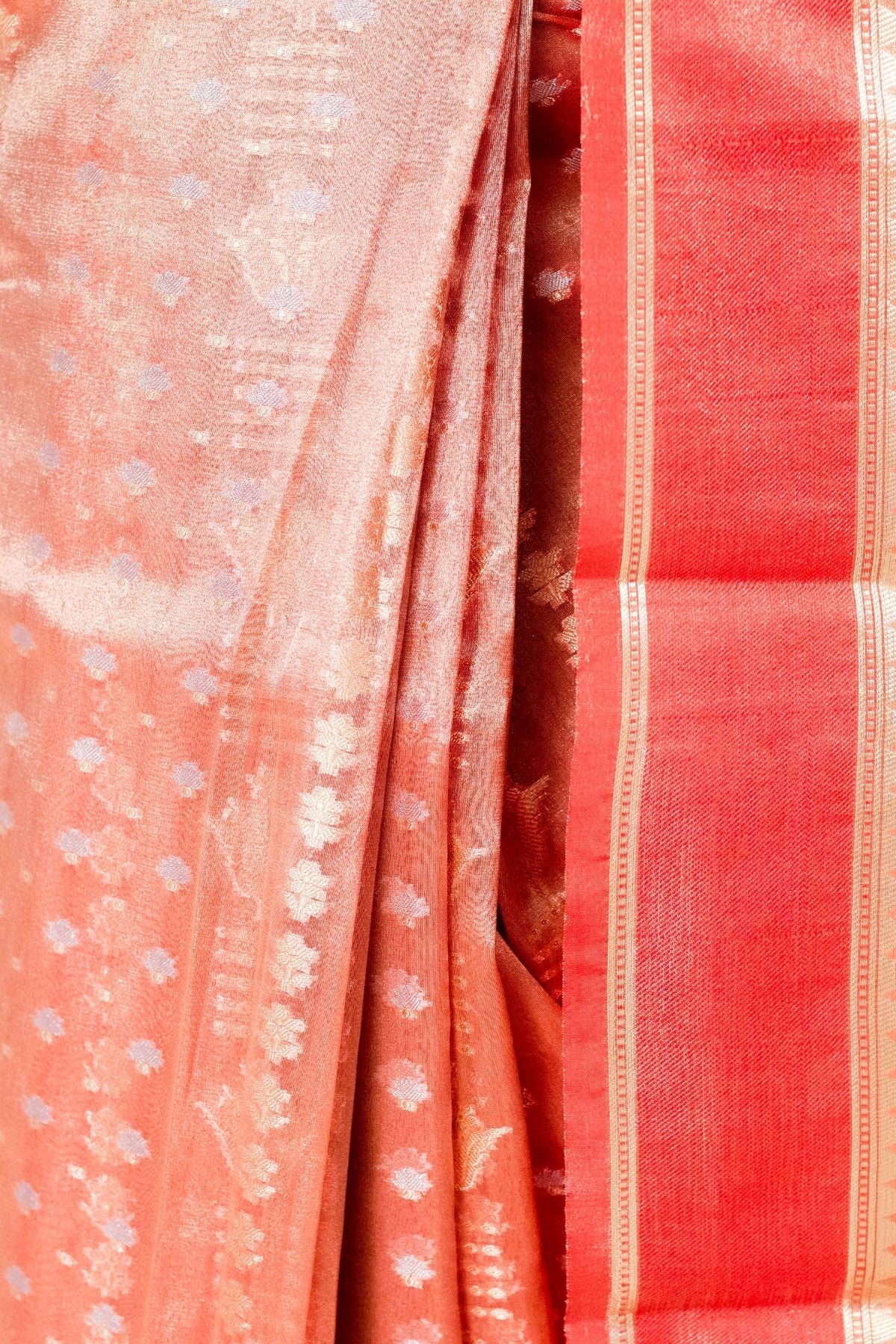 Red Tissue Jaquard Weave Saree