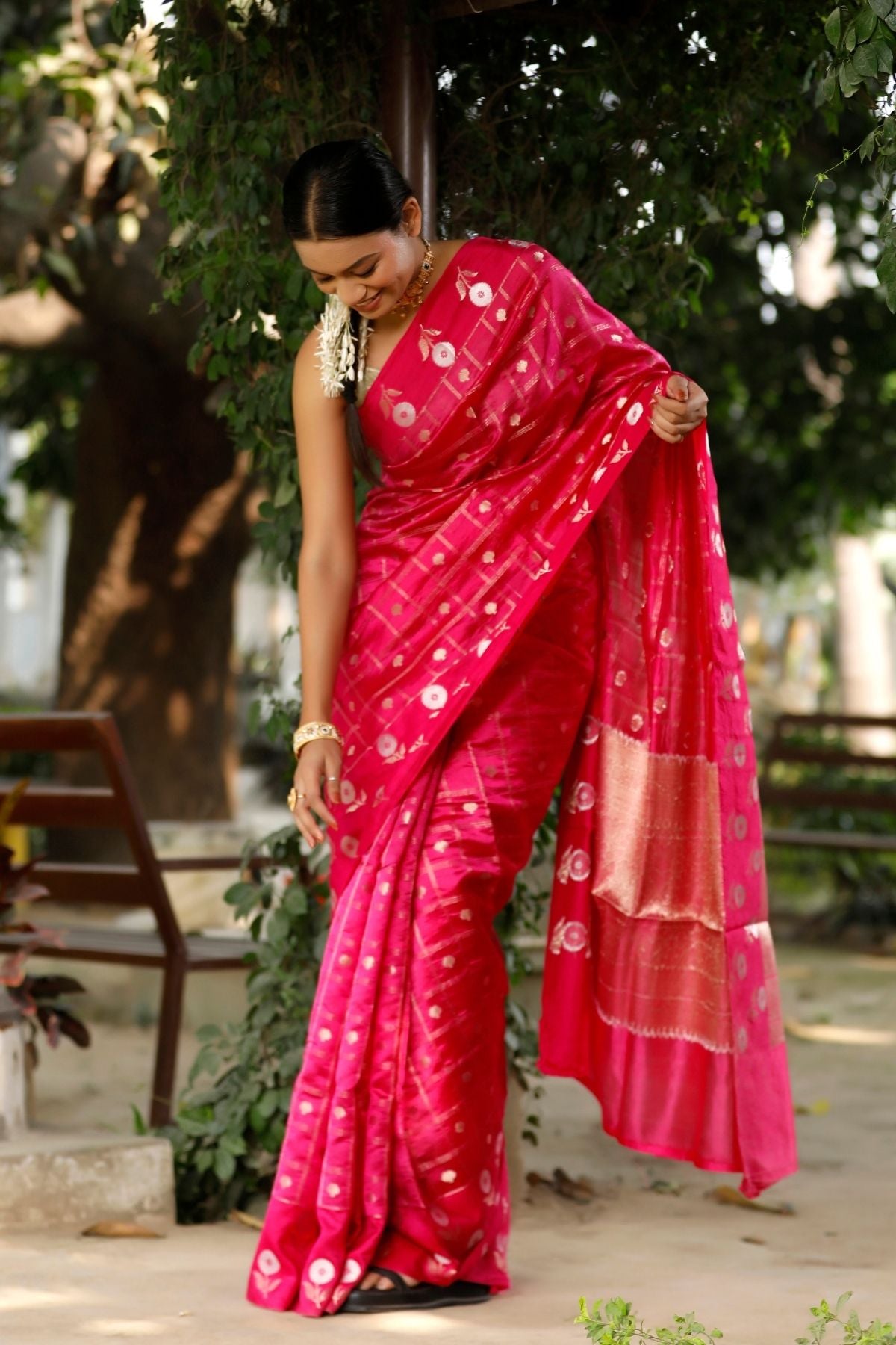 Rani Color Mango Silk Saree