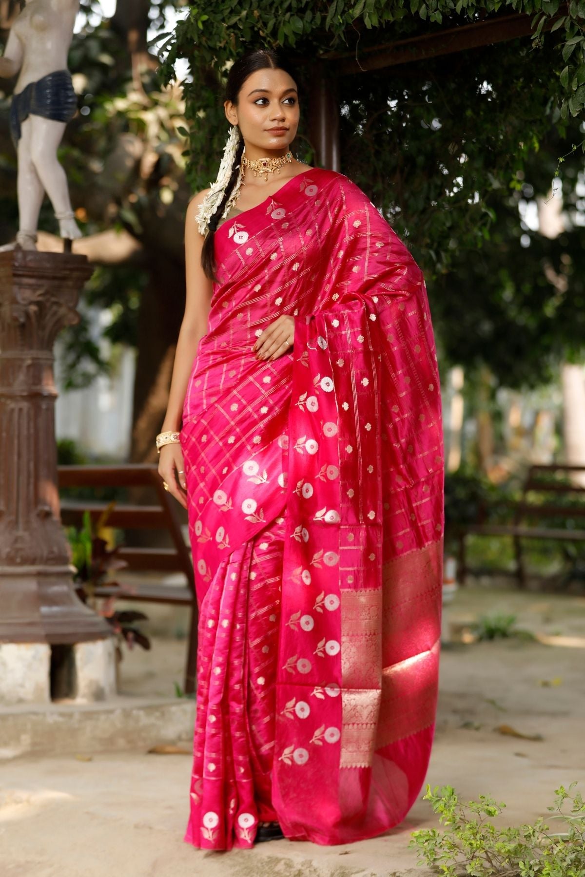 Rani Color Mango Silk Saree