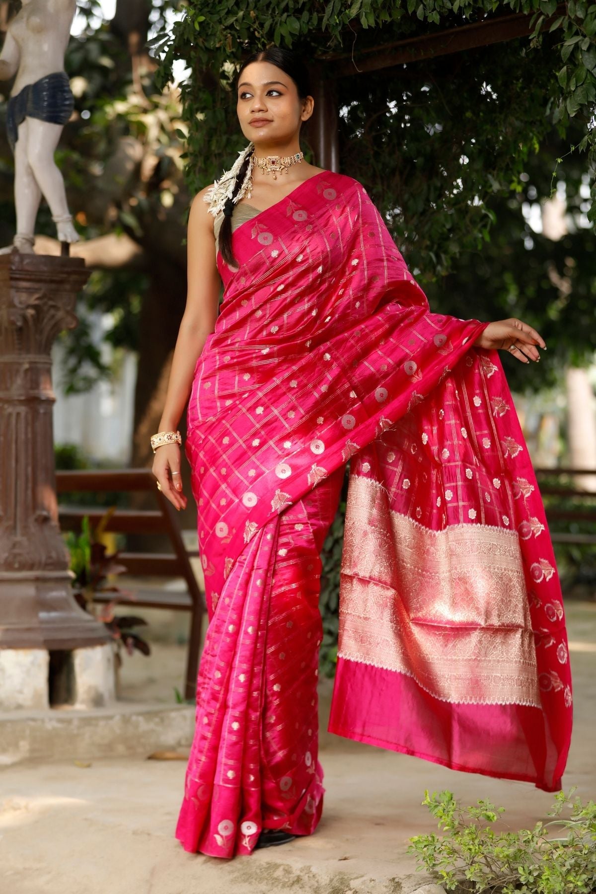 Rani Color Mango Silk Saree