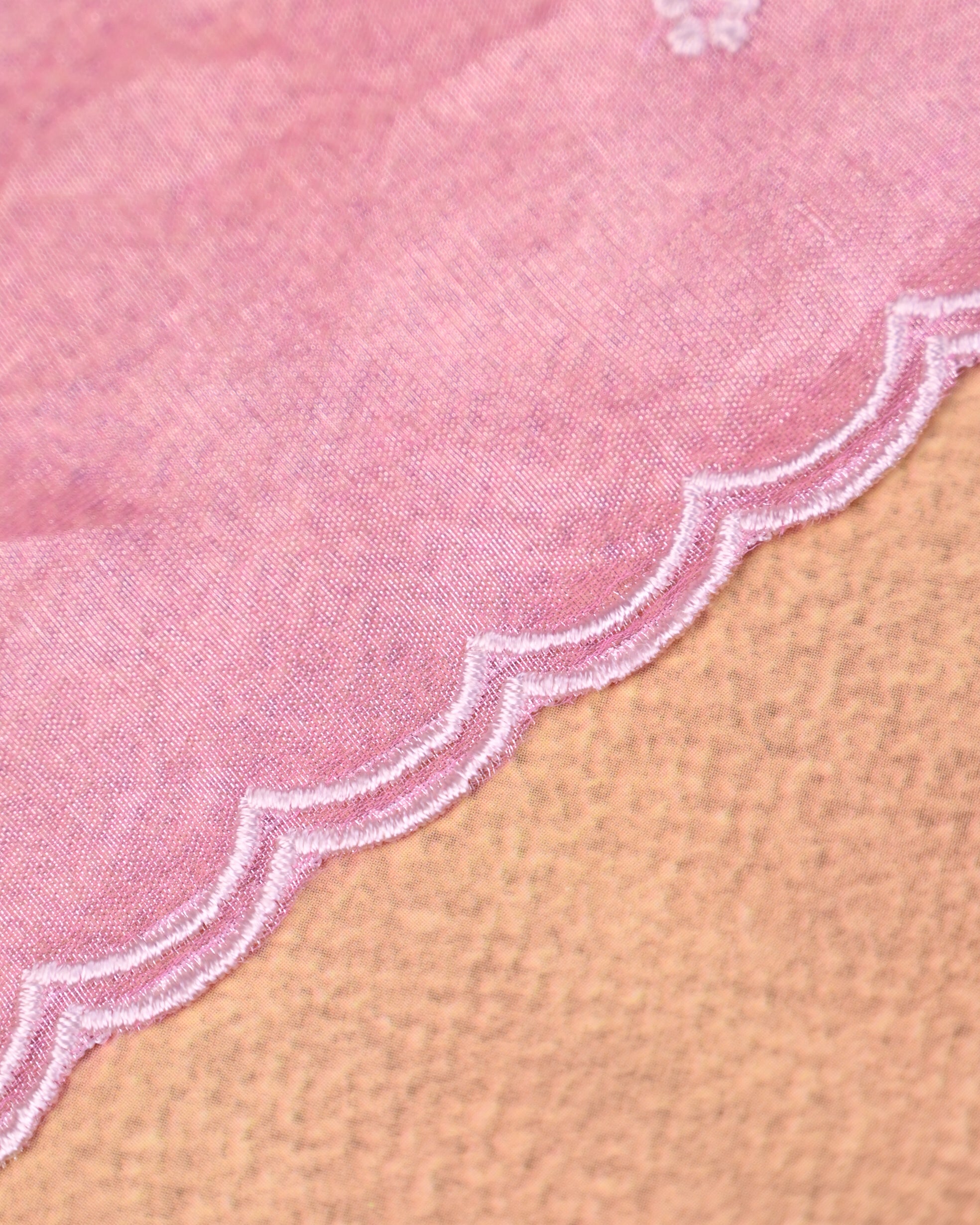 Blush Pink Unstitched Suit Sets with Tissue Silk Dupatta