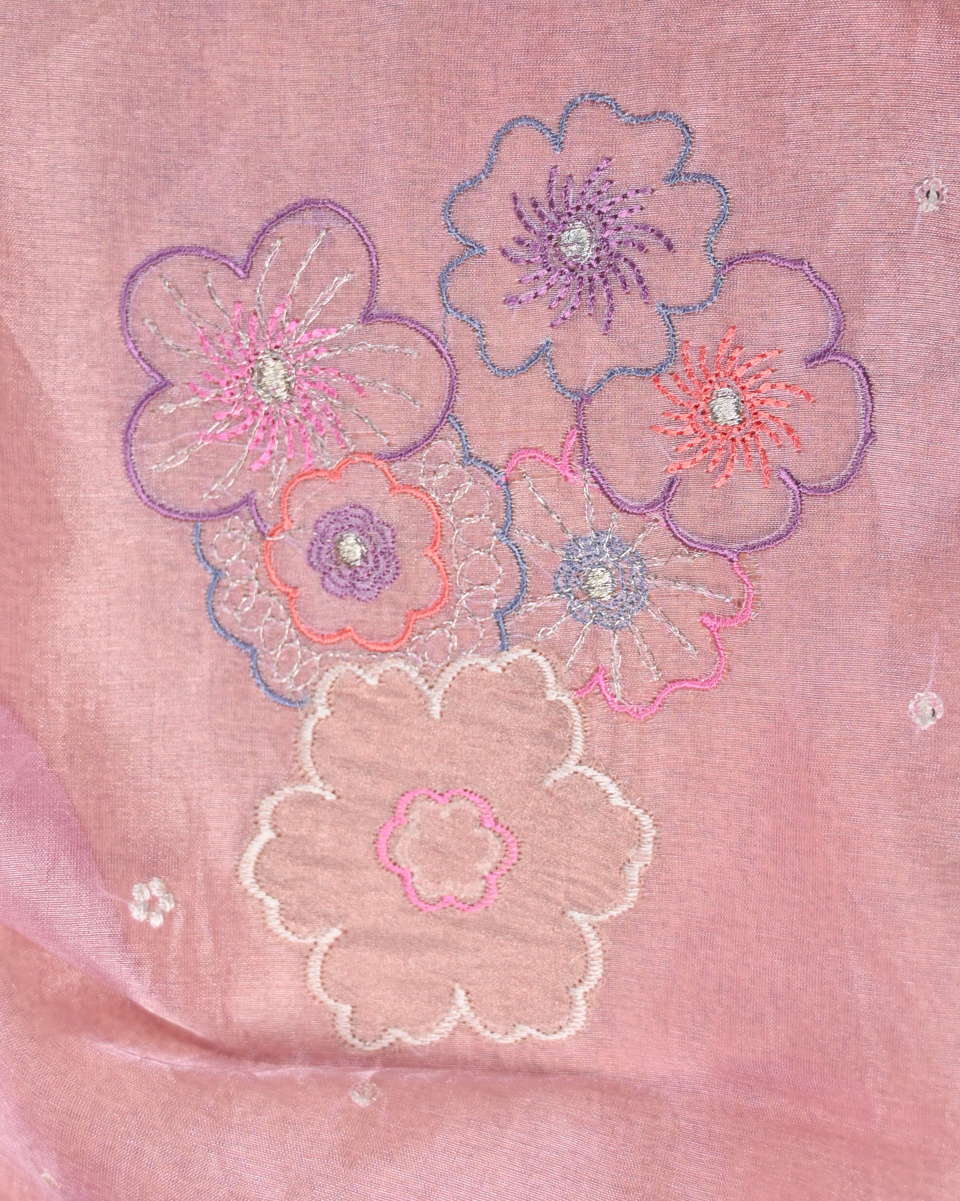 Blush Pink Unstitched Suit Sets with Tissue Silk Dupatta