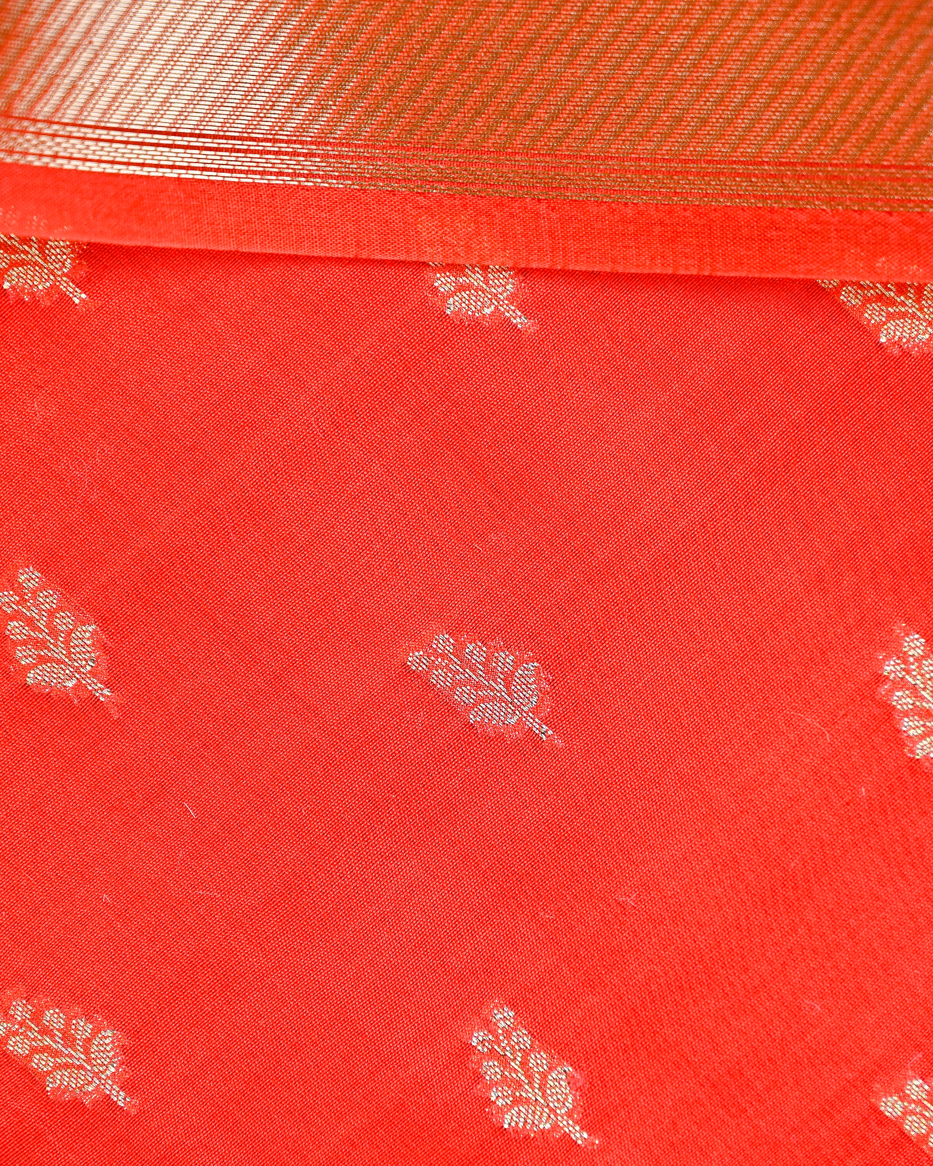 Organza Dupatta with Chanderi Booti Shirt & Chanderi Bottom – Unstitched Suit Set