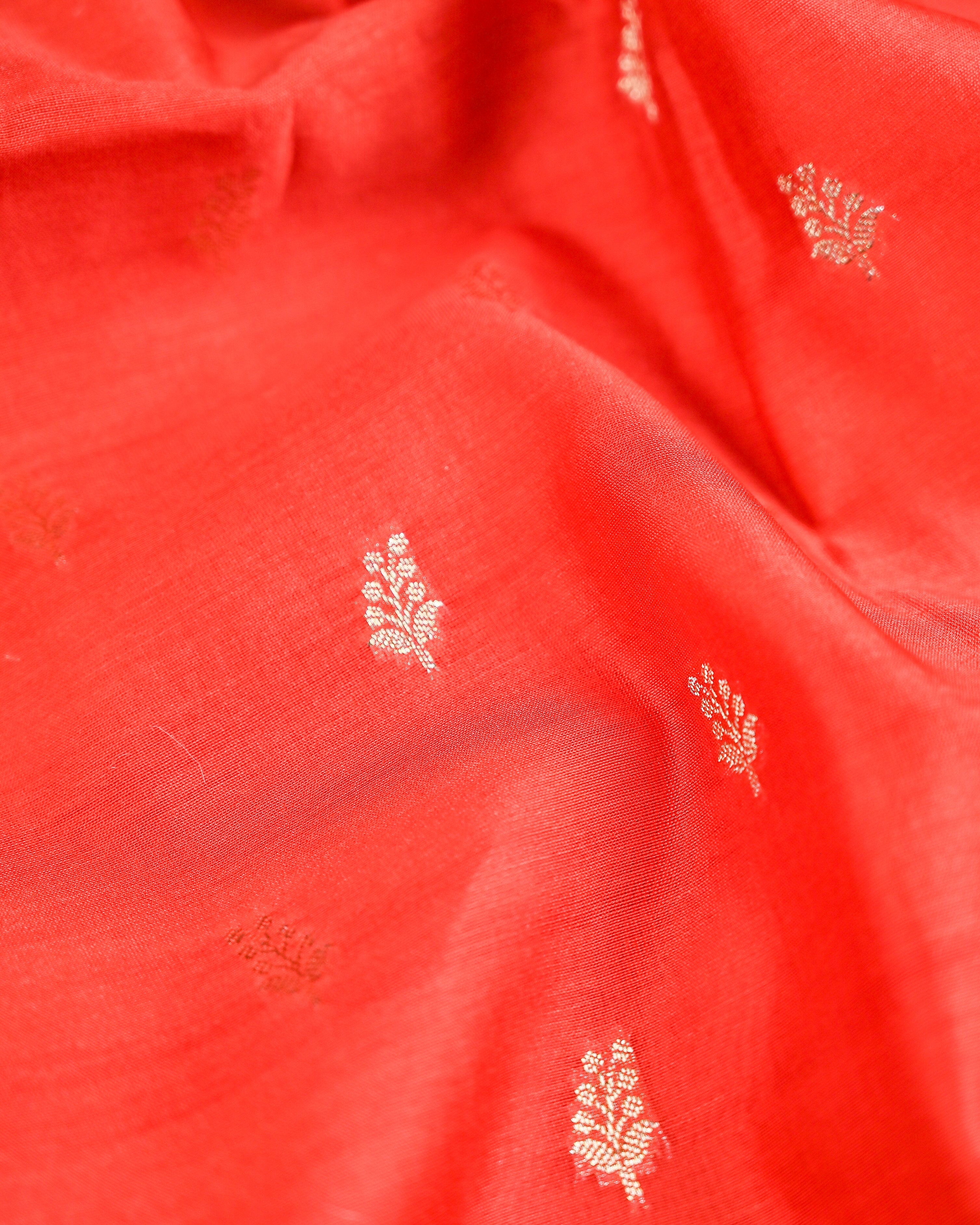 Organza Dupatta with Chanderi Booti Shirt & Chanderi Bottom – Unstitched Suit Set