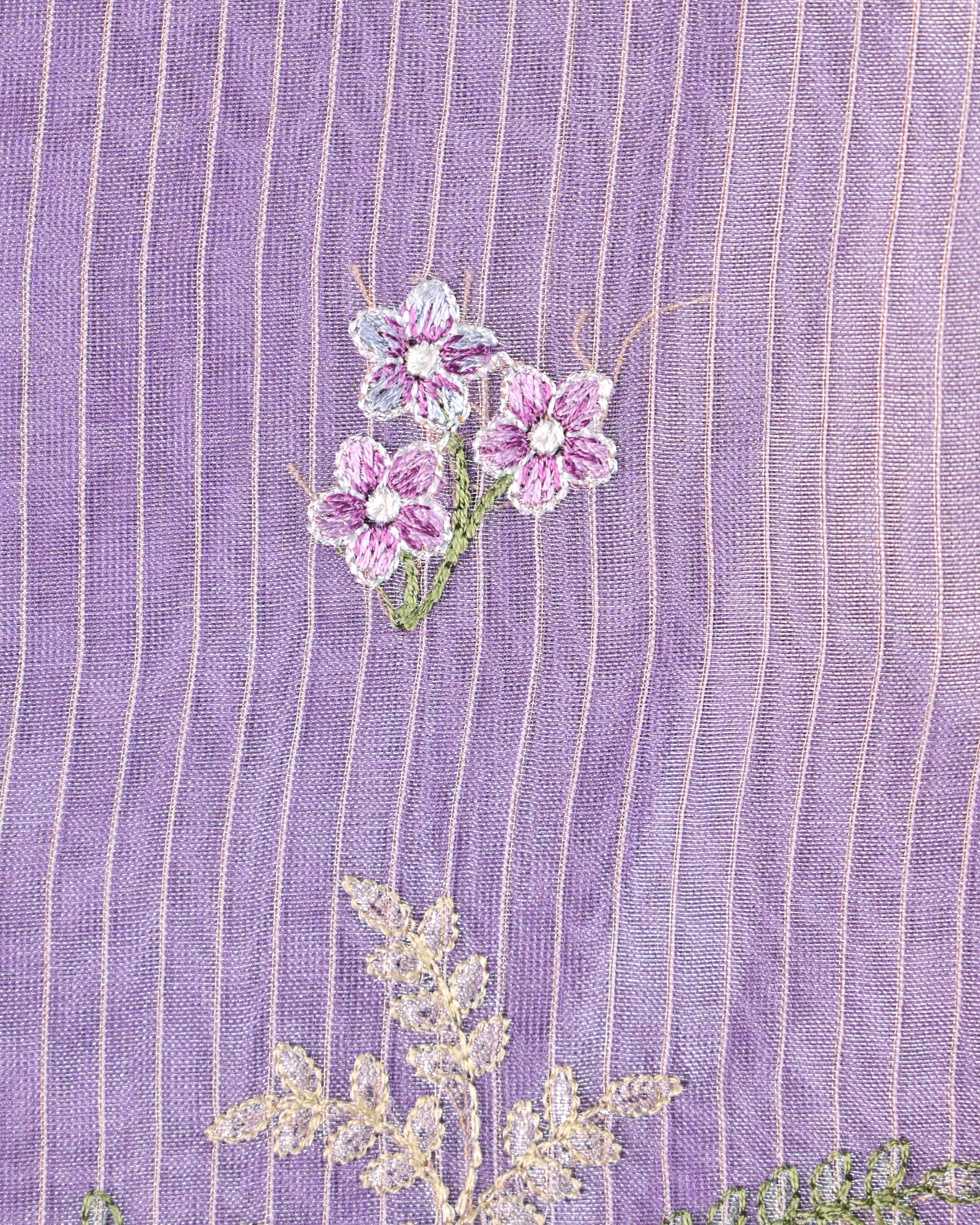 Lavender–Mauve Embroidered Tissue Silk Unstitched Suit Set