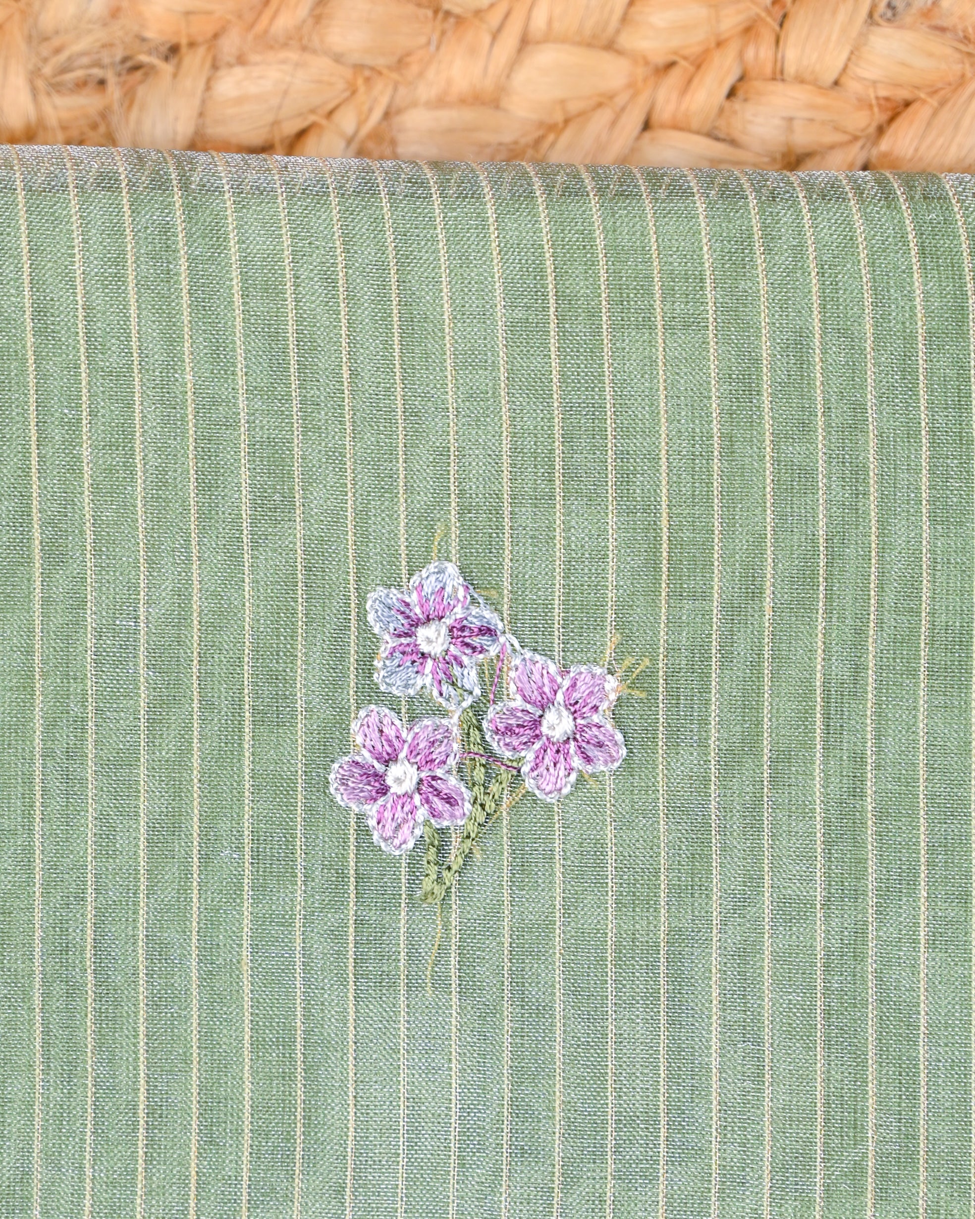 Sage Green Embroidered Tissue Silk Unstitched Suit Set