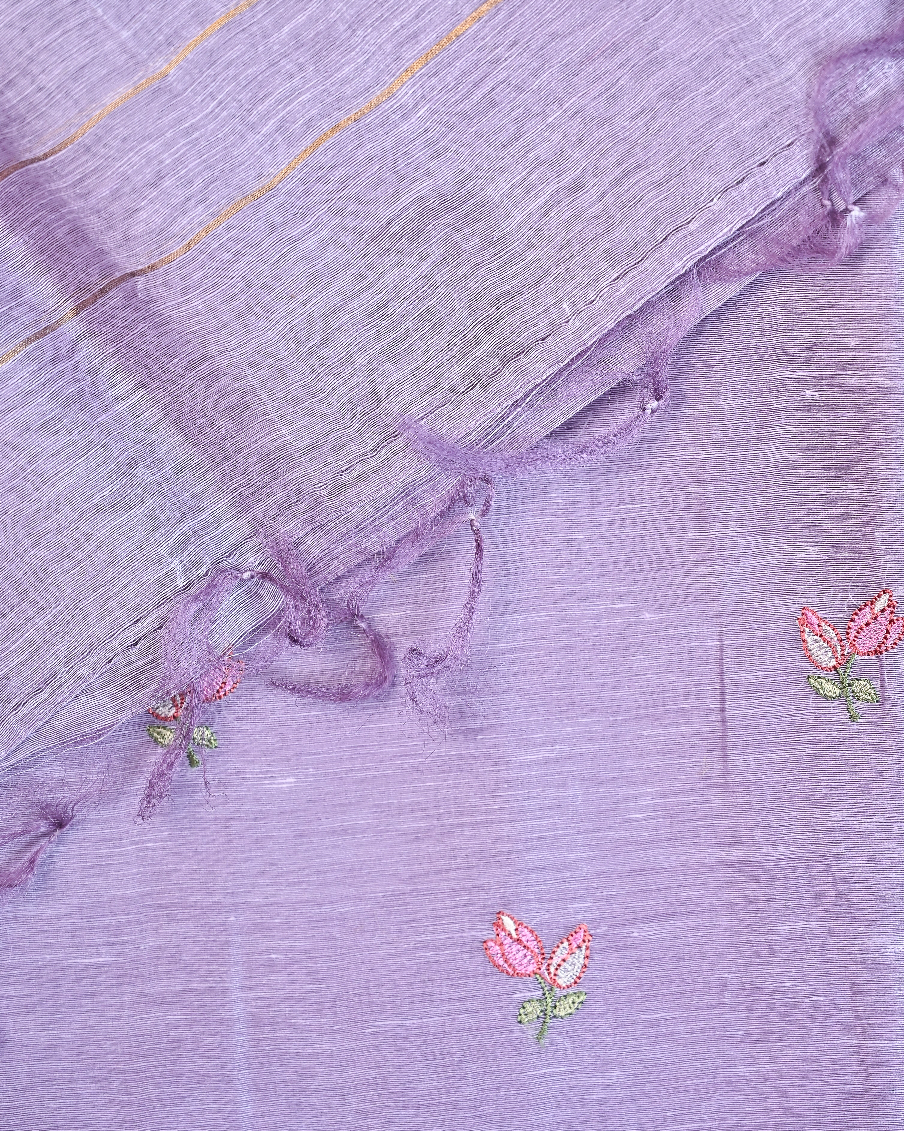 Unstiched Suit Set - Hand Paint Linen silk dupatta, embroidered linen silk Shirt & chanderi silk bottom