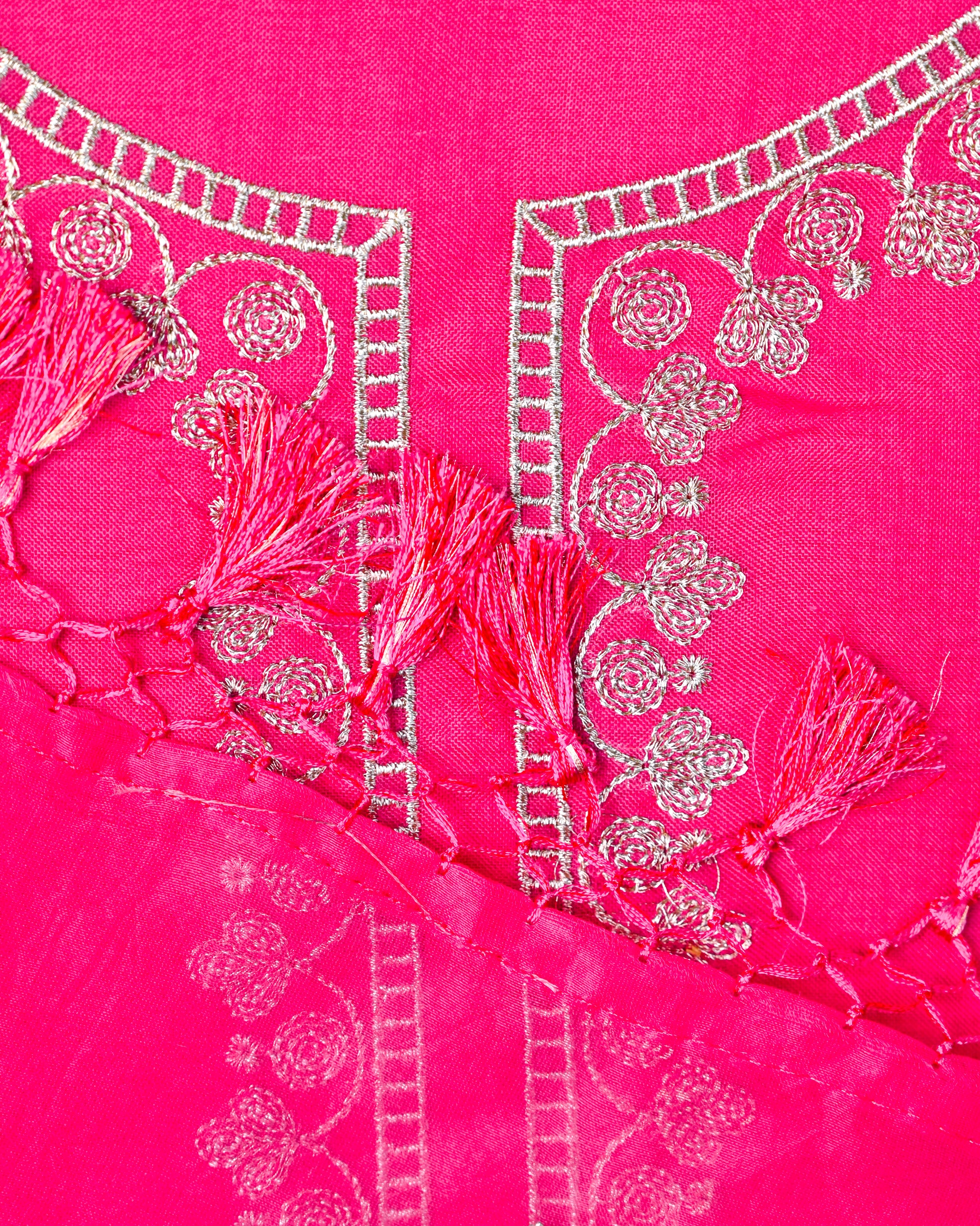 Rani Pink Organza Unstitched Suit Set