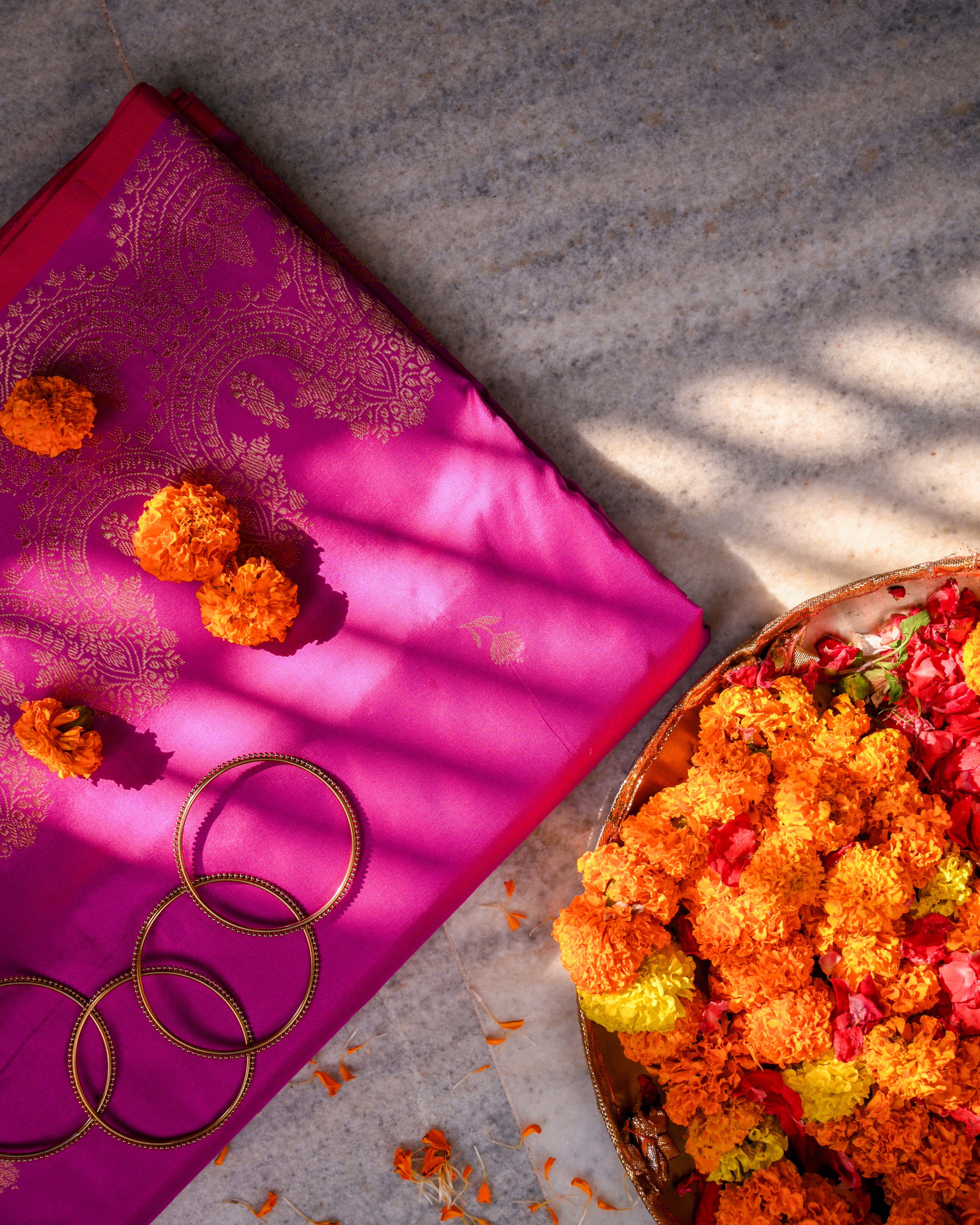 Rani Pink Banarasi Katan Silk Kadhwa Saree