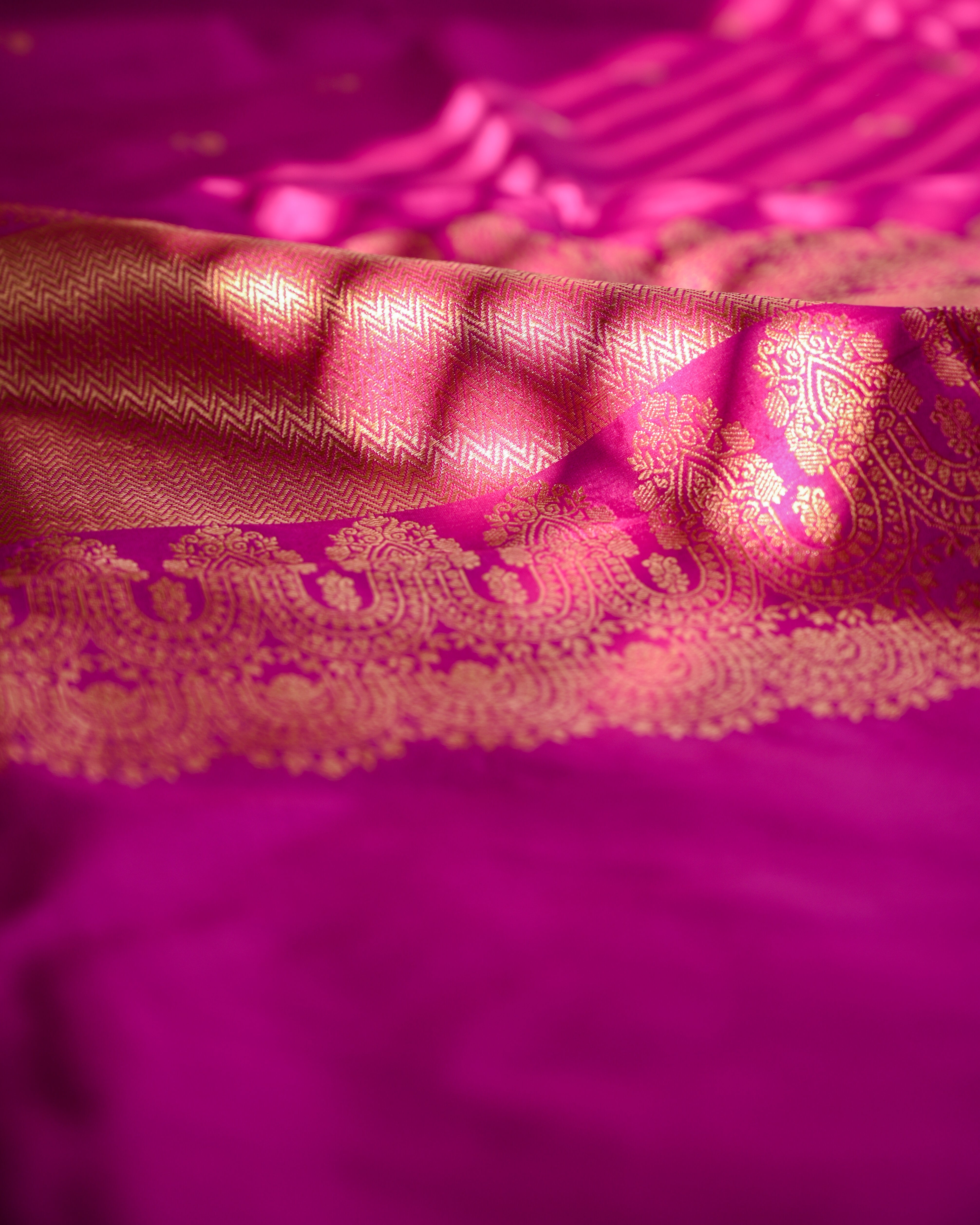Rani Pink Banarasi Katan Silk Kadhwa Saree