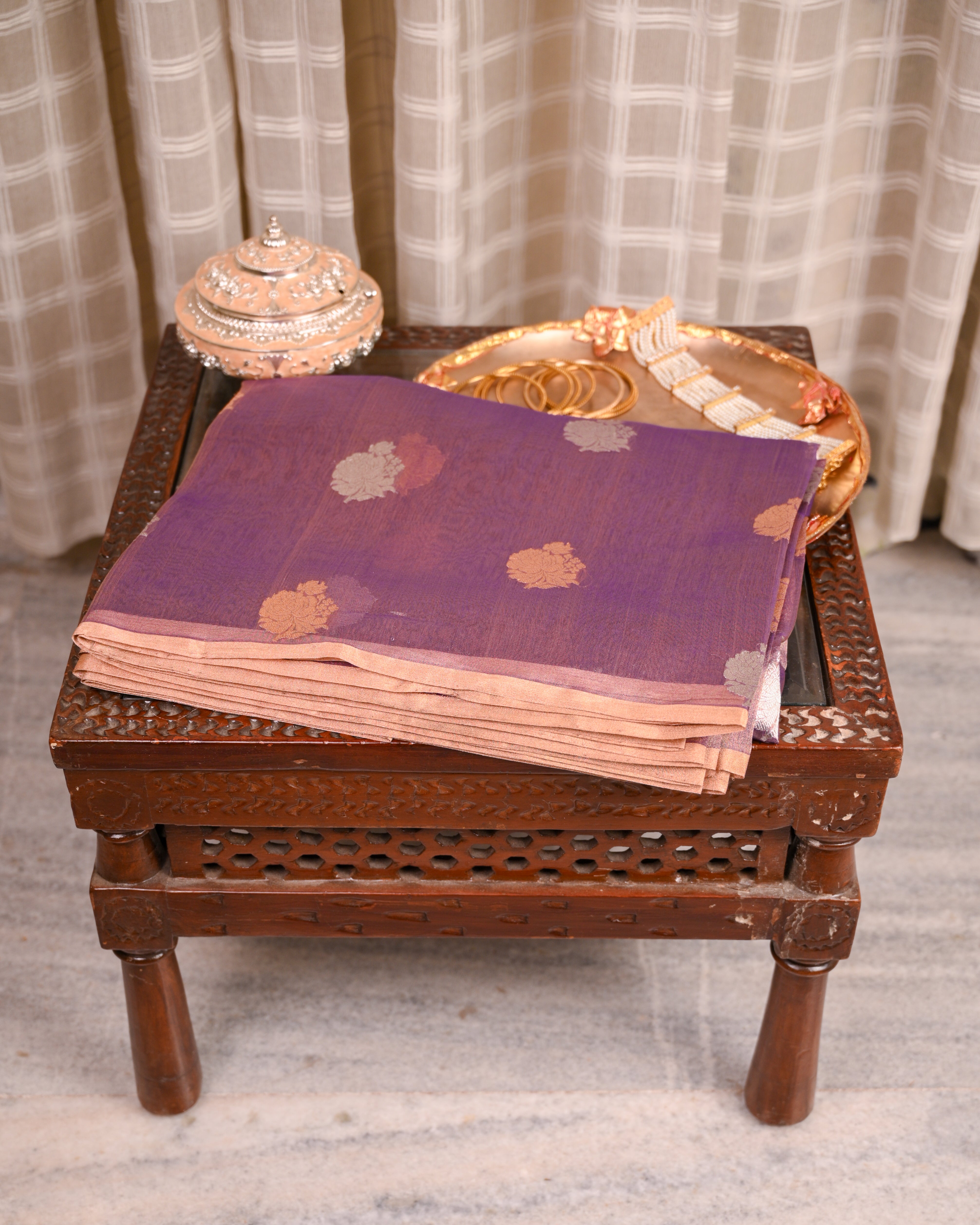 Purple Kadwa Handloom Tissue Silk Saree