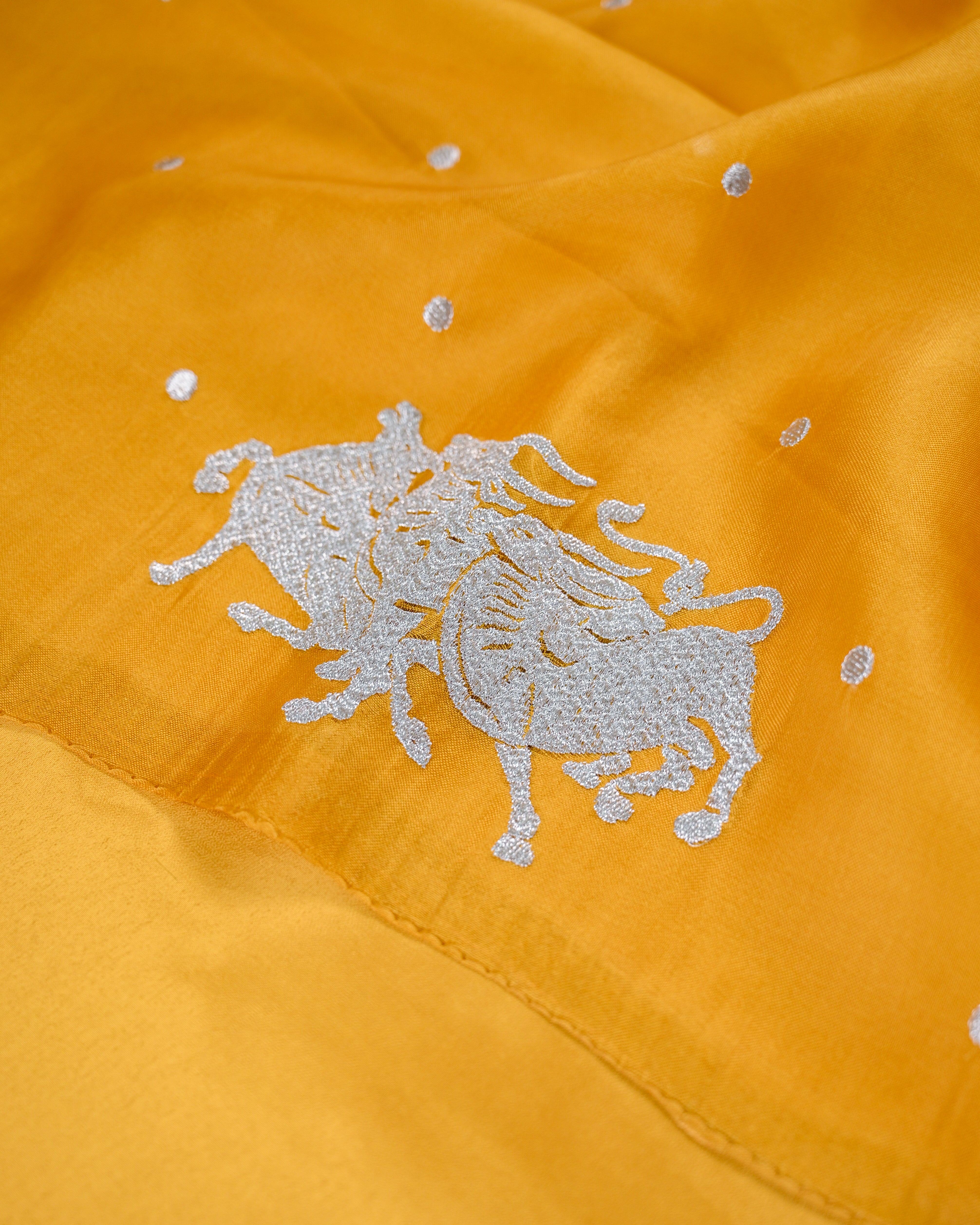Sacred Motif Organza Silk Unstitched Suit Set
