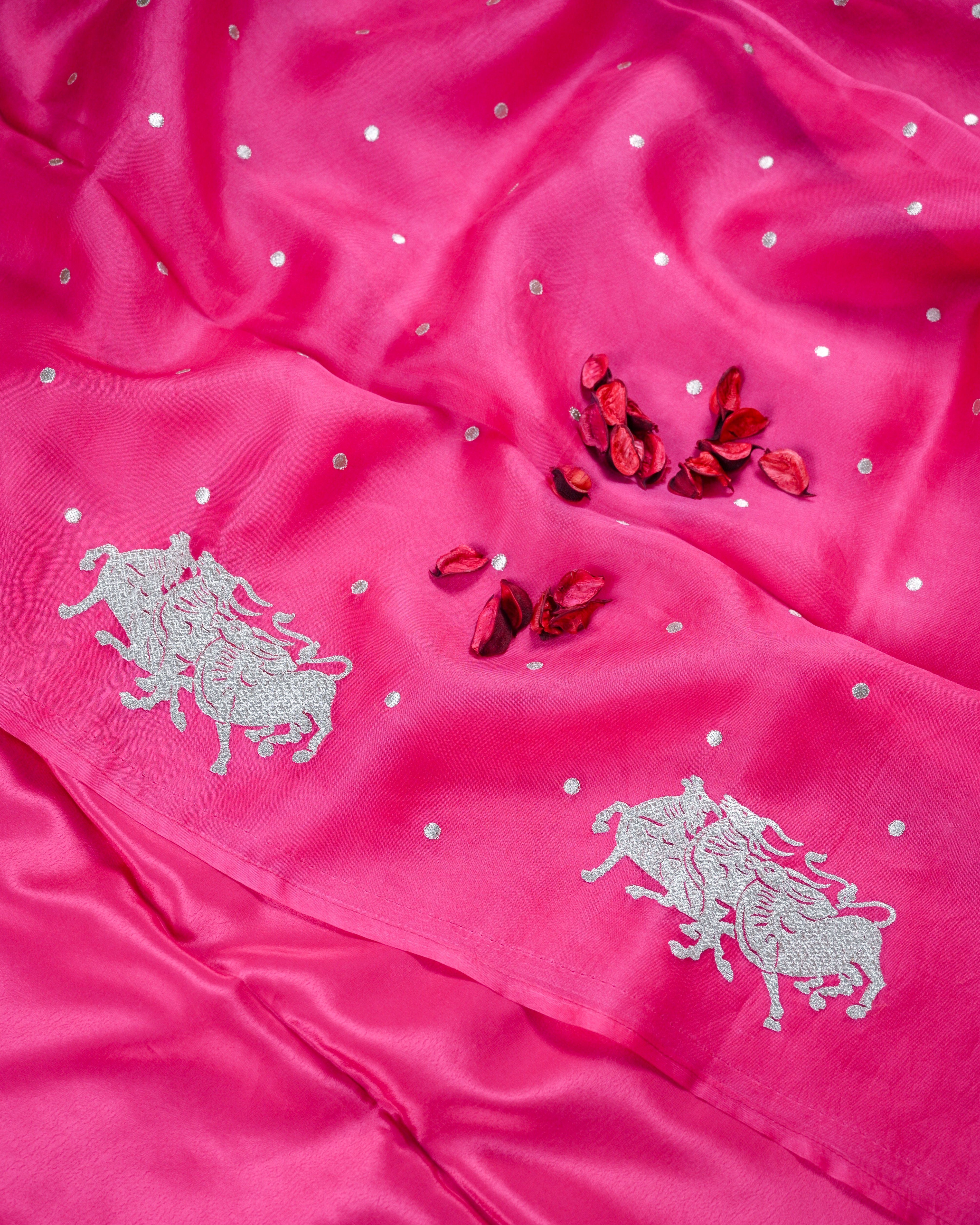 Sacred Motif Organza Silk Unstitched Suit Set