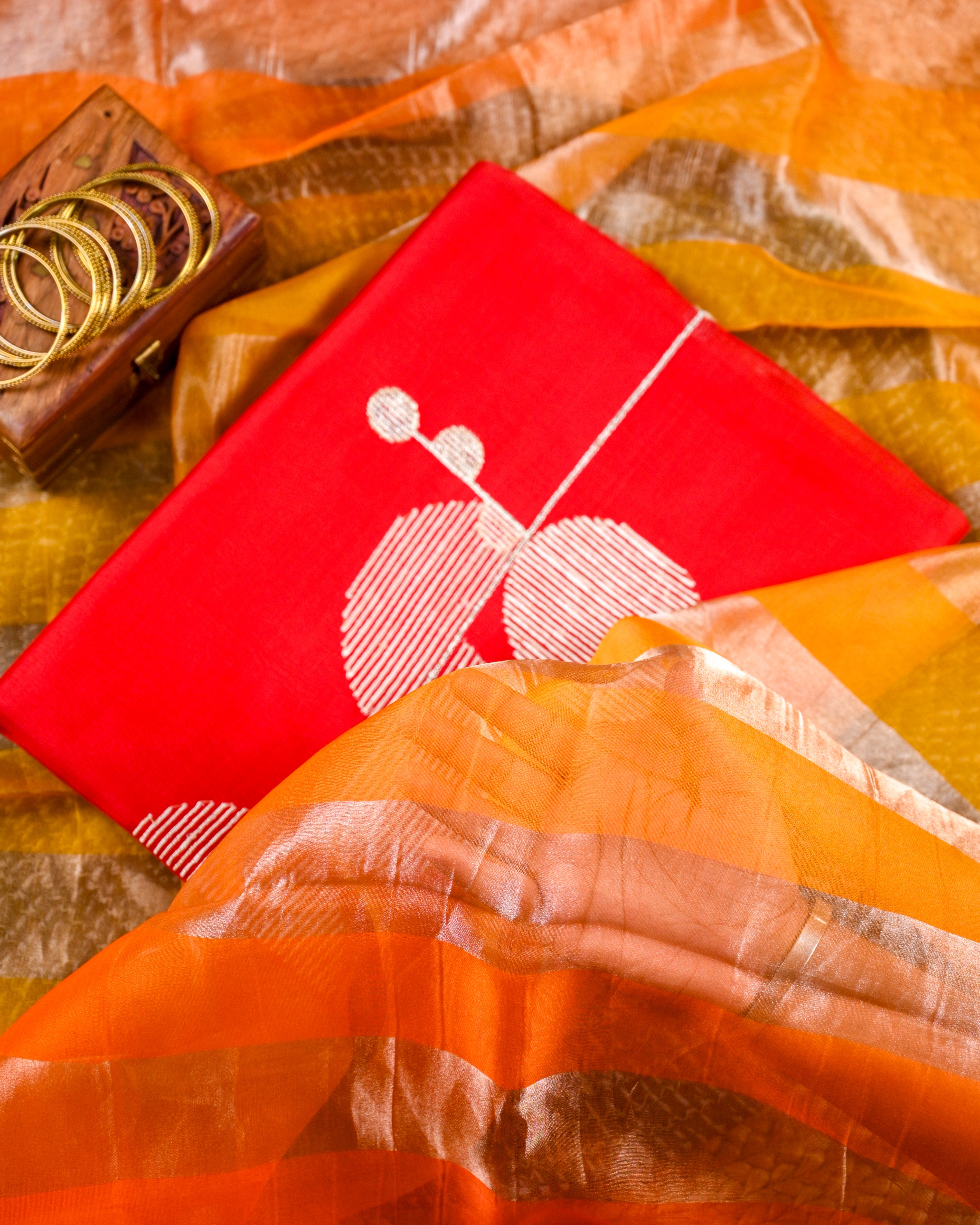 Organza–Kora Silk Unstitched Suit Set