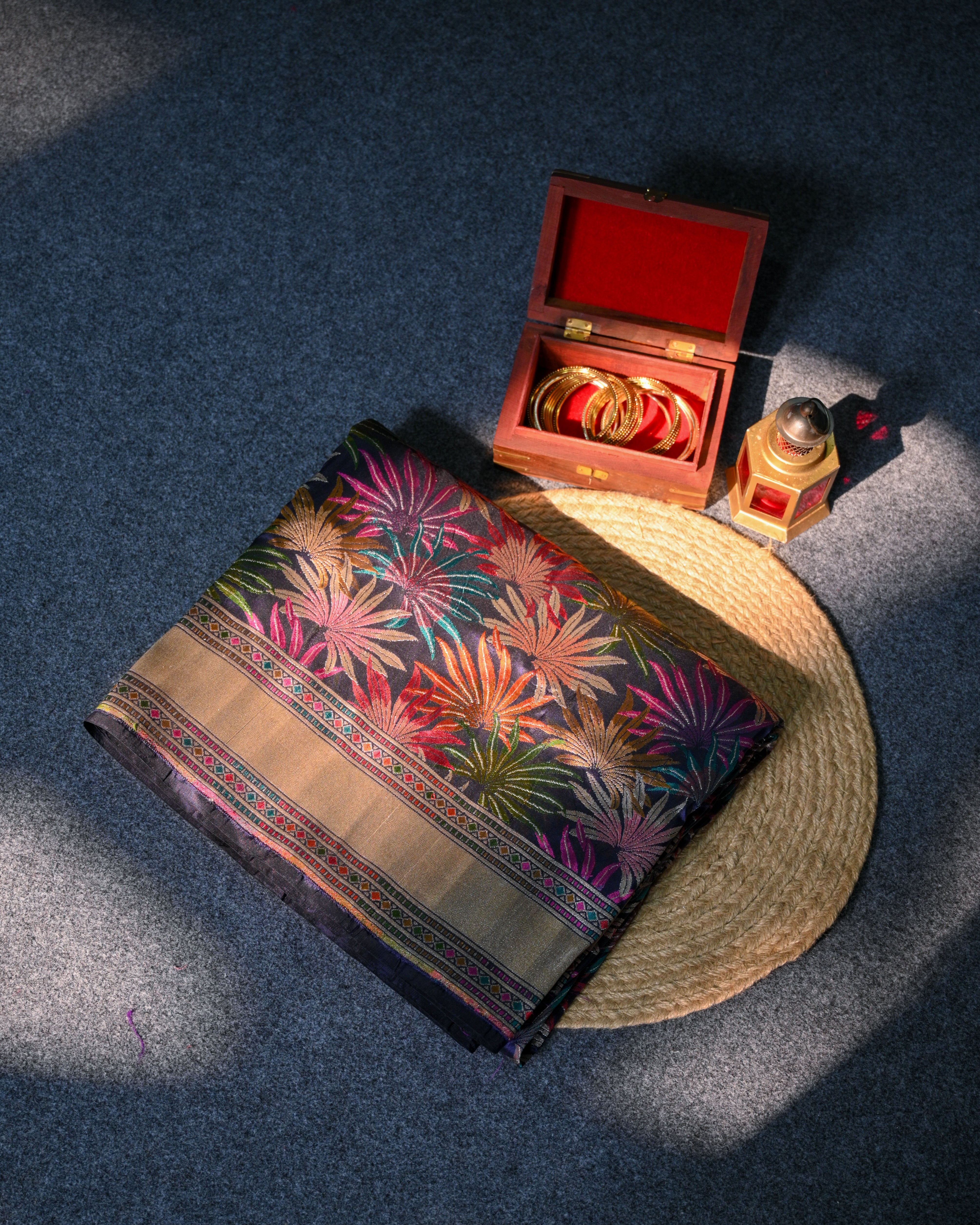 Multicolour Handwoven Katan Silk Saree