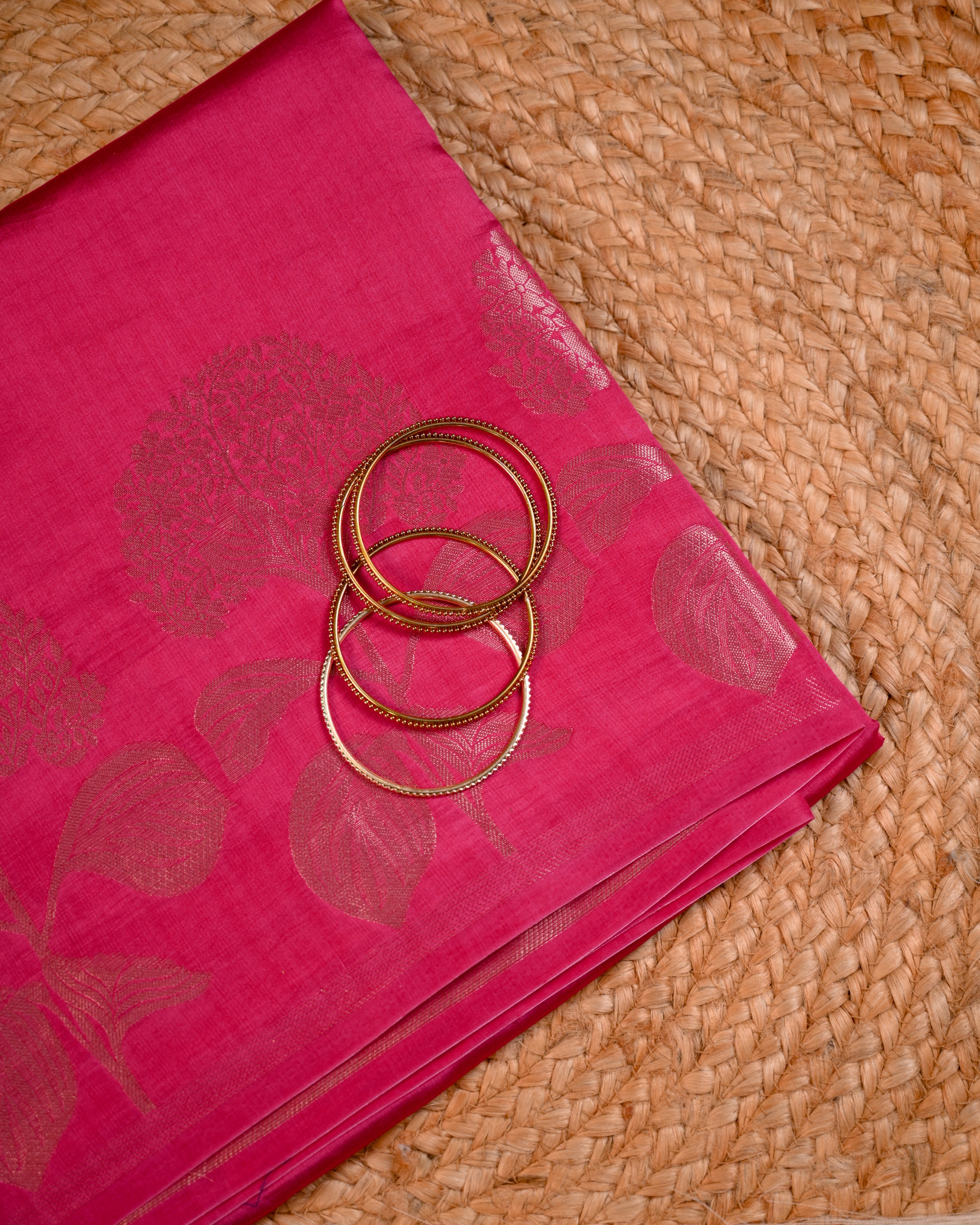 Rani Pink Mango Silk Saree