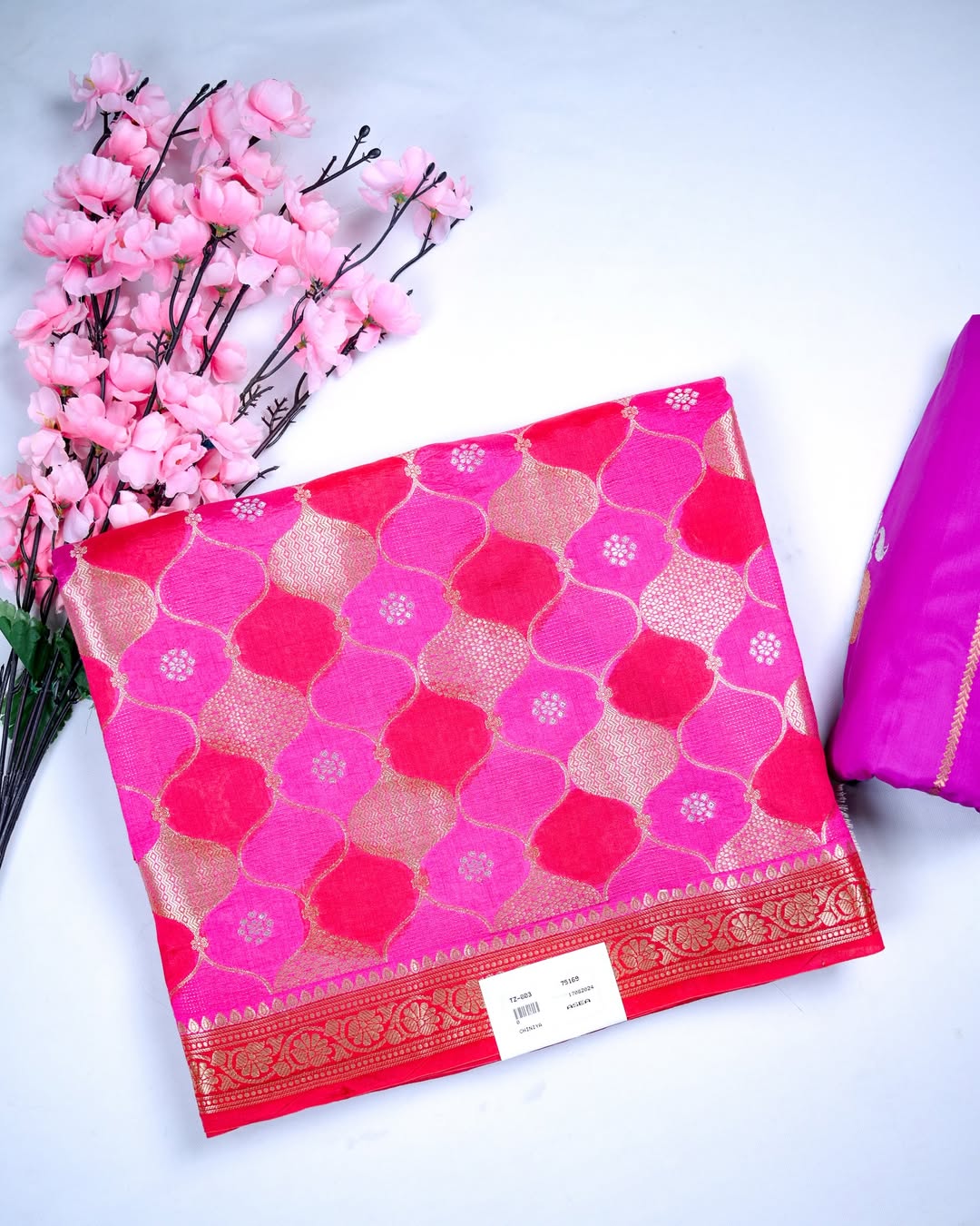 Rani Pink Banarasi Chiniya Silk Saree