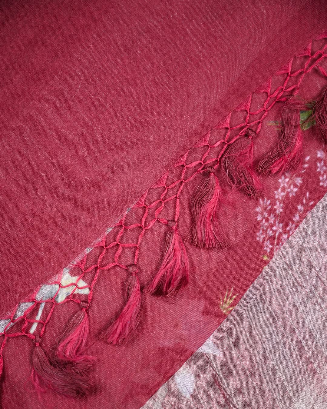 Wine Digital Print Tissue Silk Saree