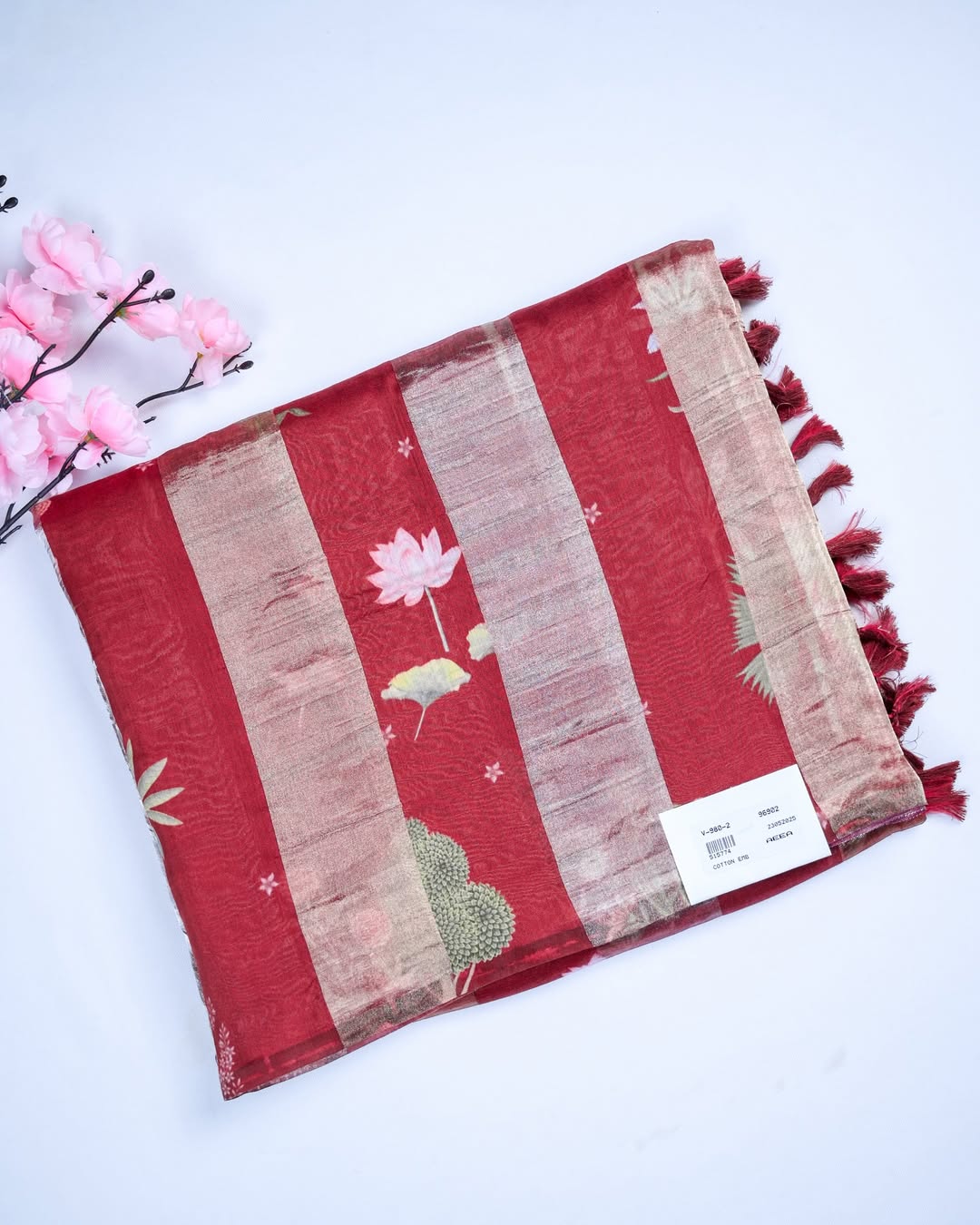 Wine Digital Print Tissue Silk Saree