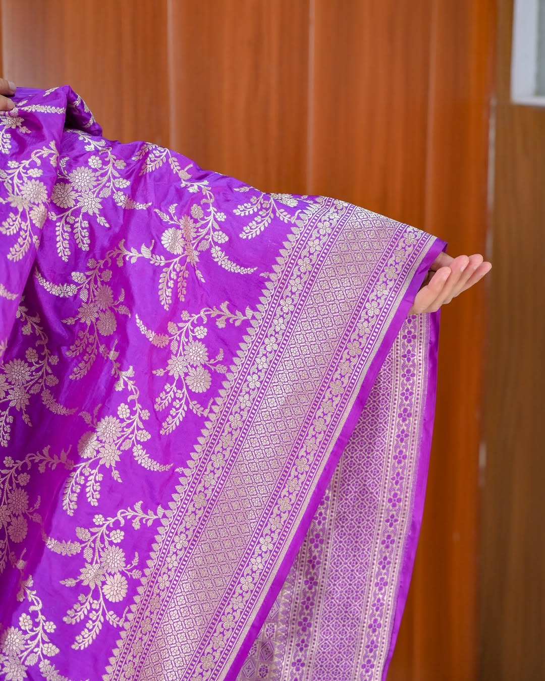 Purple Banarasi Katan Silk Saree